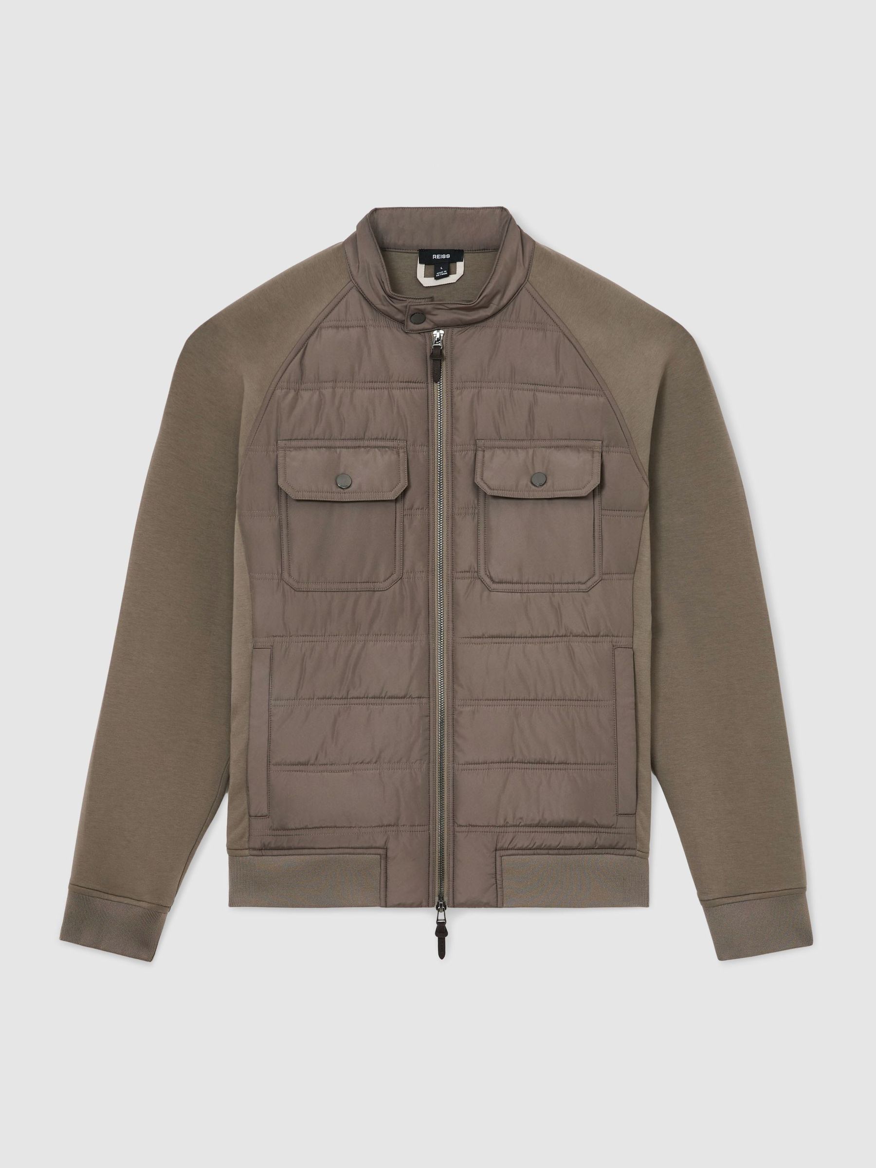 Hybrid Quilted Interlock Flap-Pocket Jacket in Taupe Brown - Image 2 of 6