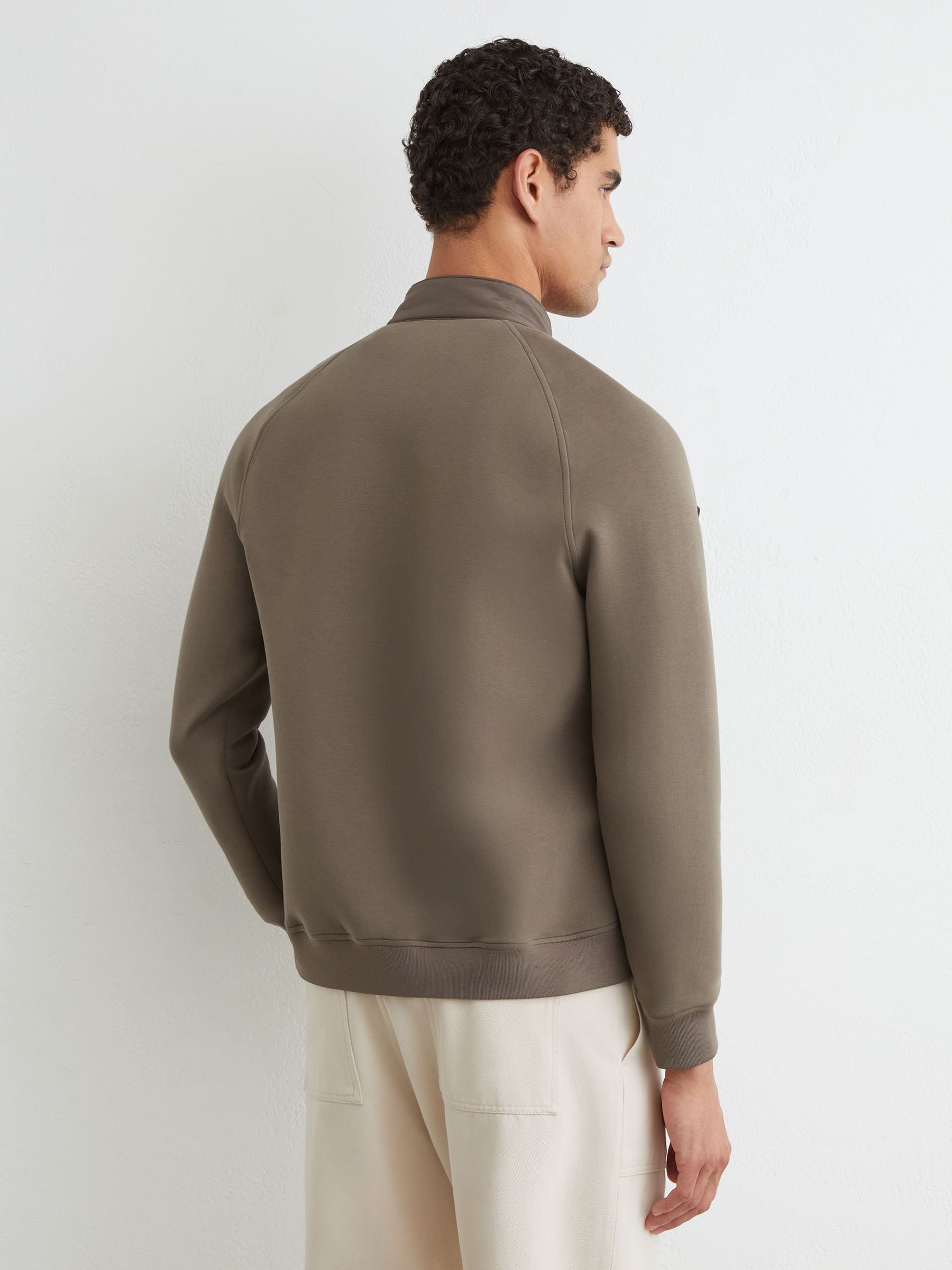 Hybrid Quilted Interlock Flap-Pocket Jacket in Taupe Brown - Image 4 of 6