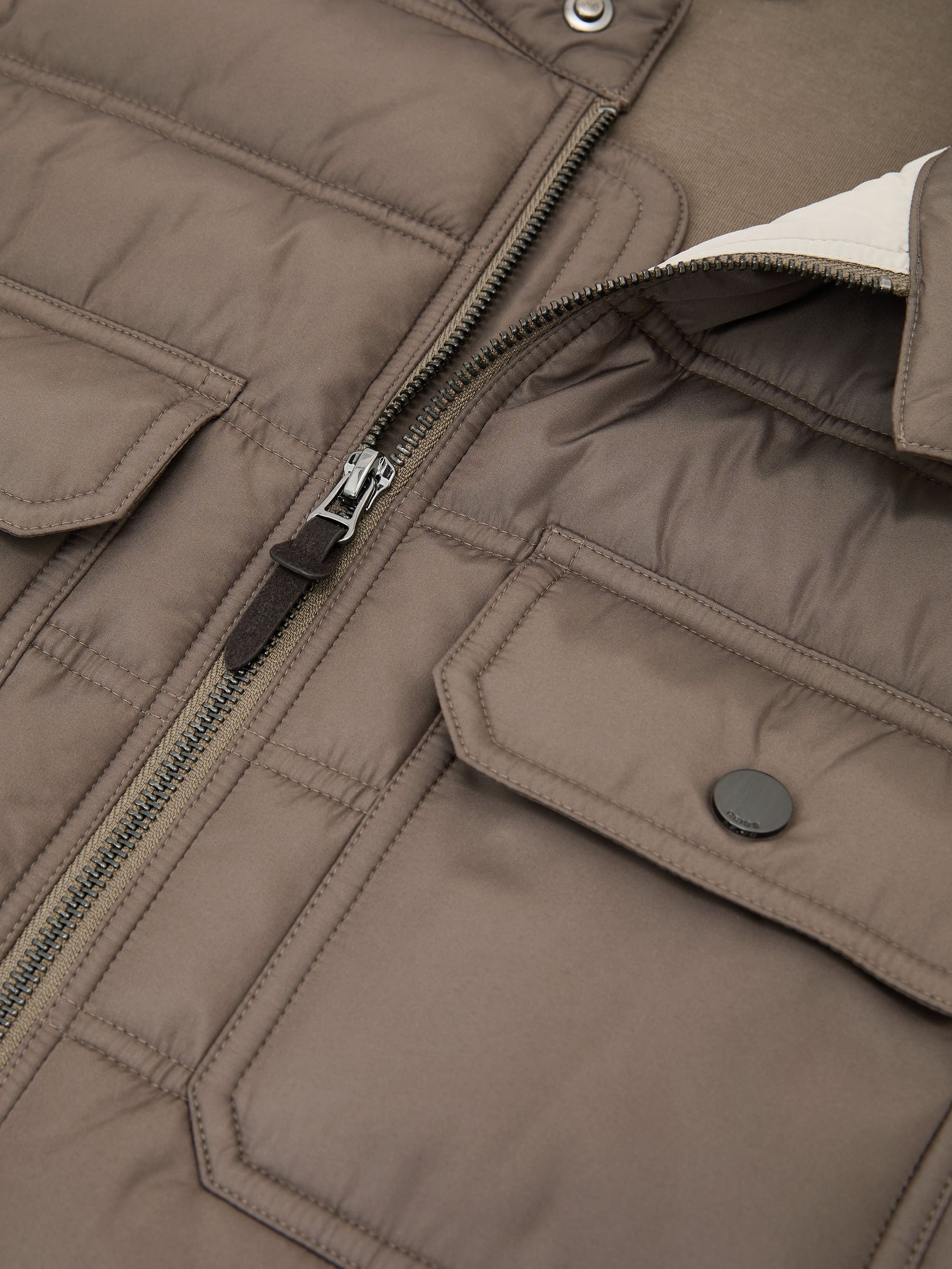 Hybrid Quilted Interlock Flap-Pocket Jacket in Taupe Brown - Image 6 of 6