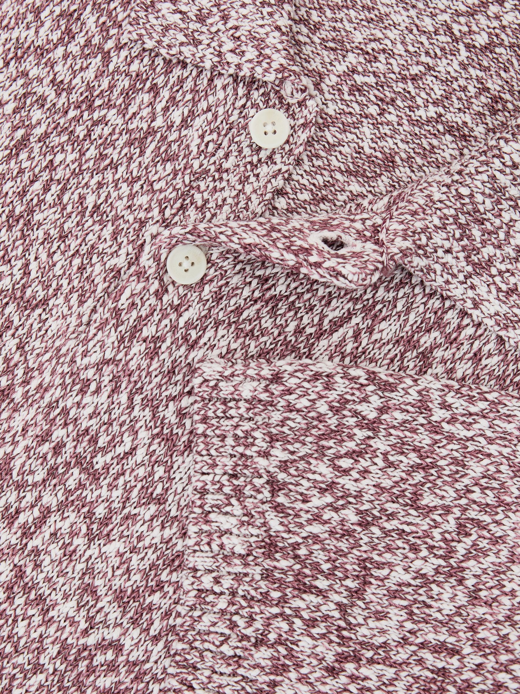 Cotton-Blend Half-Button Marled Polo Shirt in Bordeaux/Ecru - Image 7 of 7