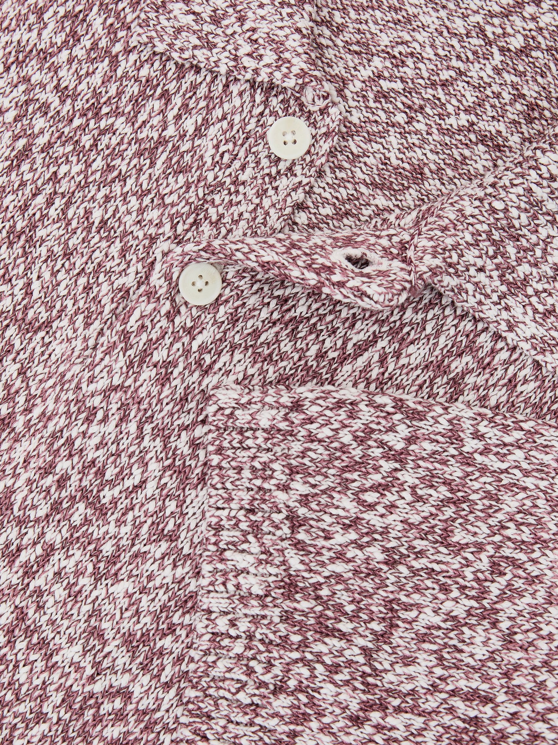 Cotton-Blend Half-Button Marled Polo Shirt in Bordeaux/Ecru - Image 9 of 9