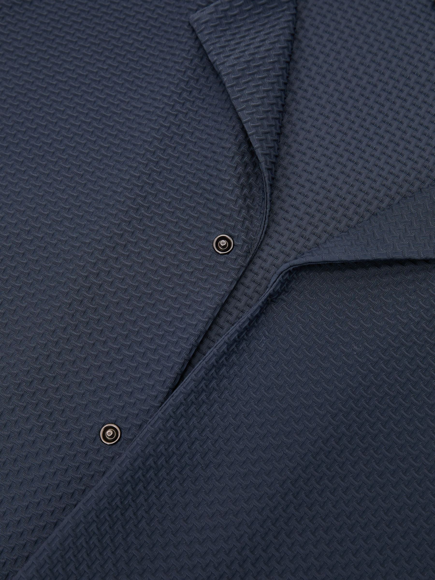 Textured Cuban-Collar Short-Sleeve Shirt in Airforce Blue - Image 7 of 7