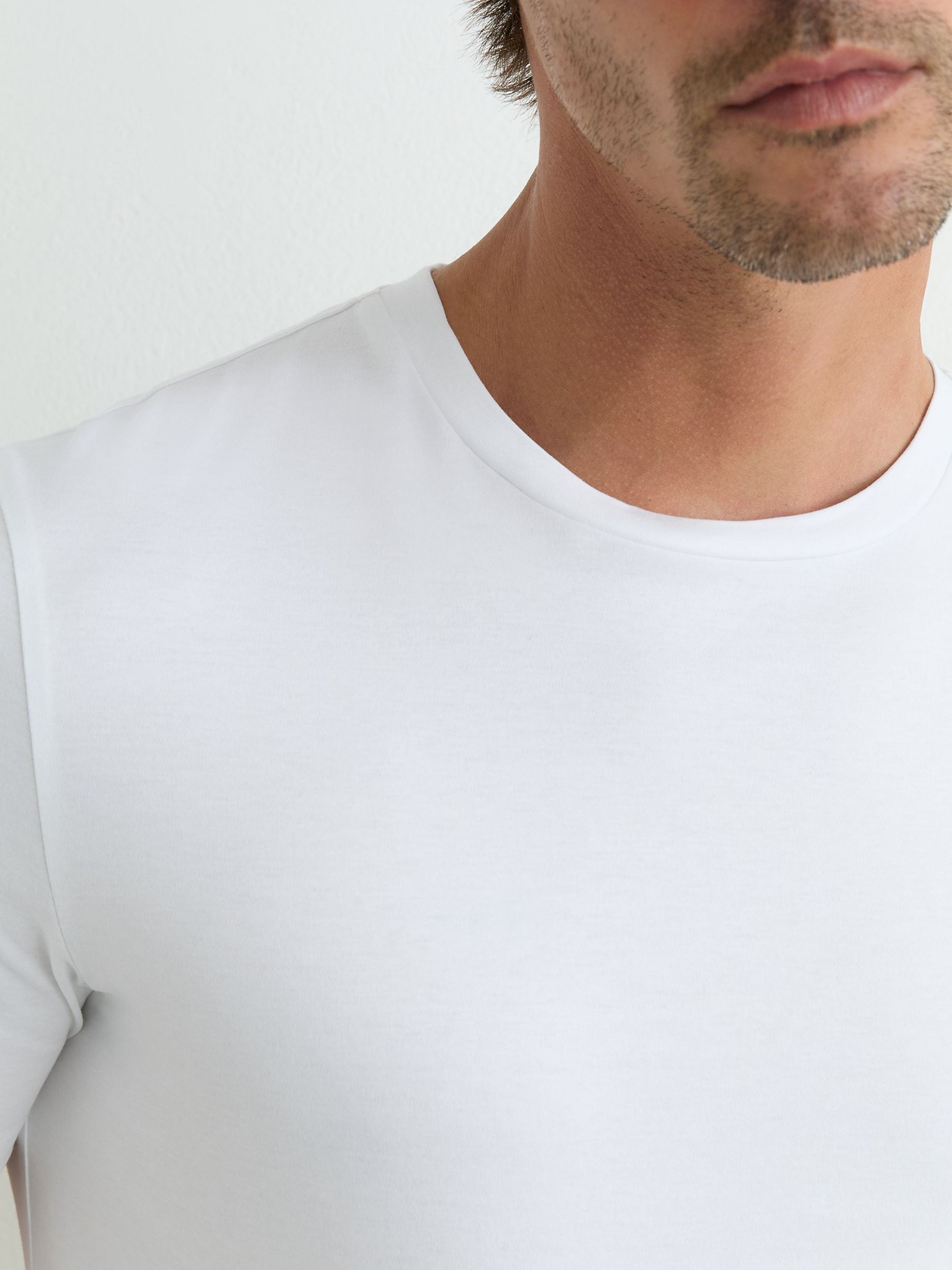 Air-Water Cotton Muscle-Fit T-Shirt in White - Image 3 of 6