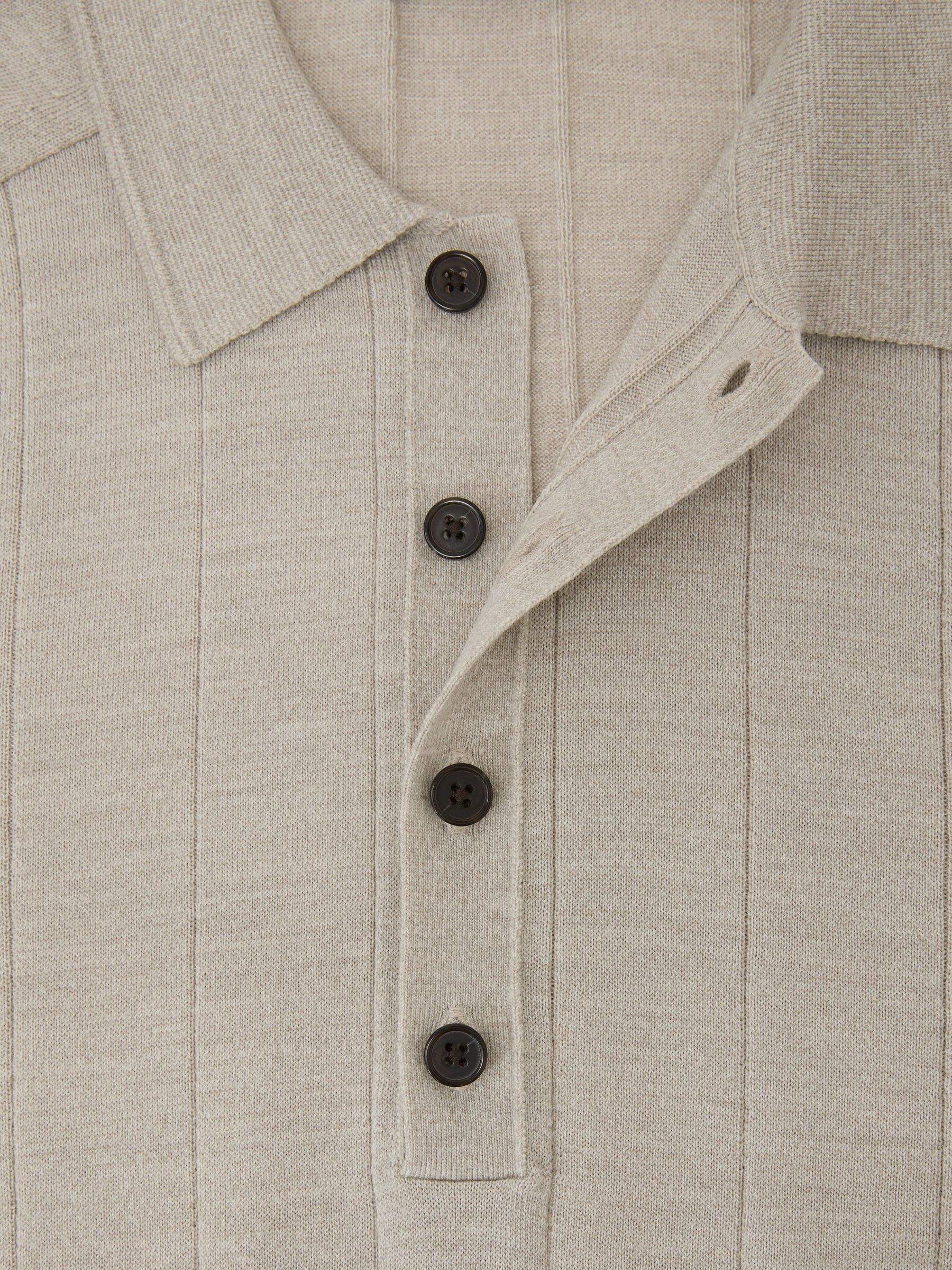 Merino Wool Wide-Rib Polo Jumper in Stone Mouline - image 3