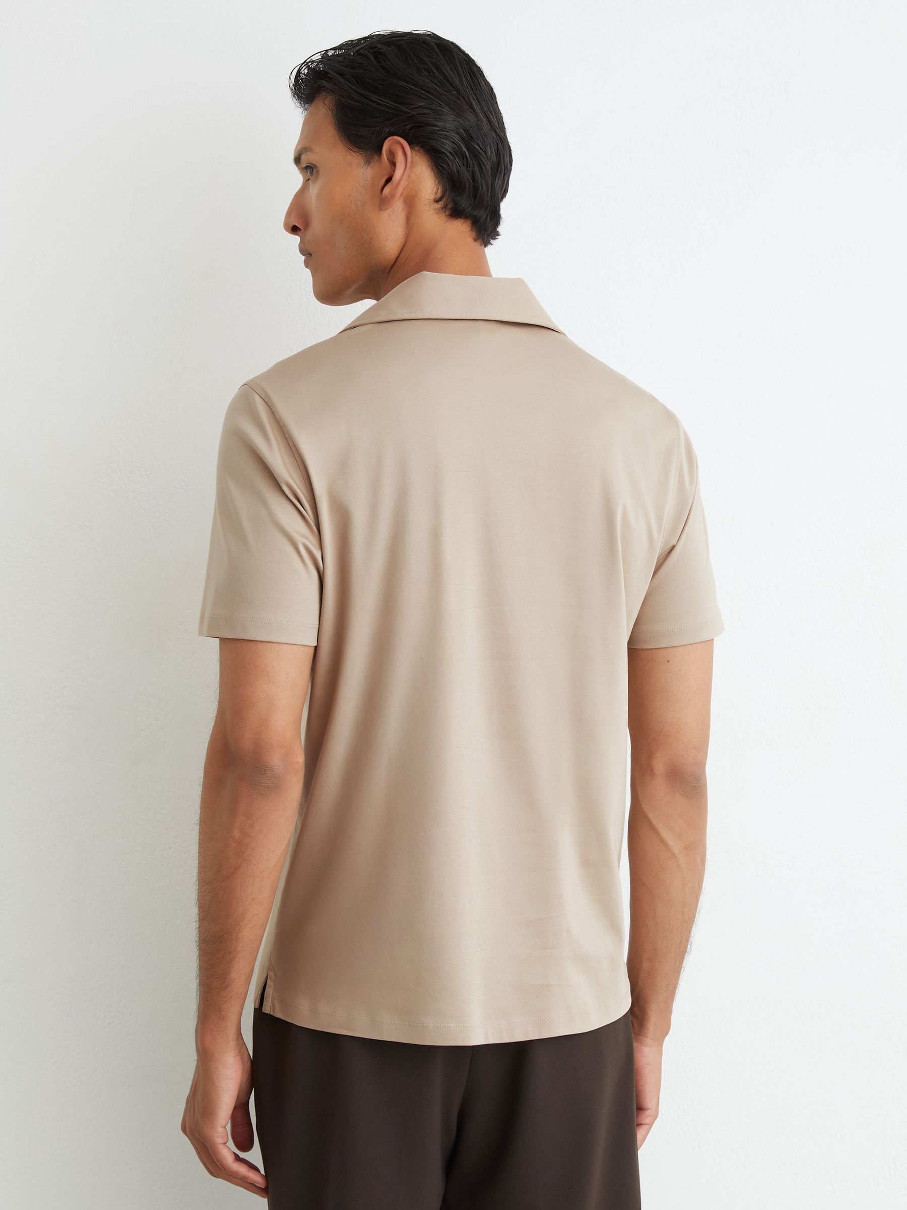 Air-Water Cotton Polo Shirt in Sand - Image 4 of 5