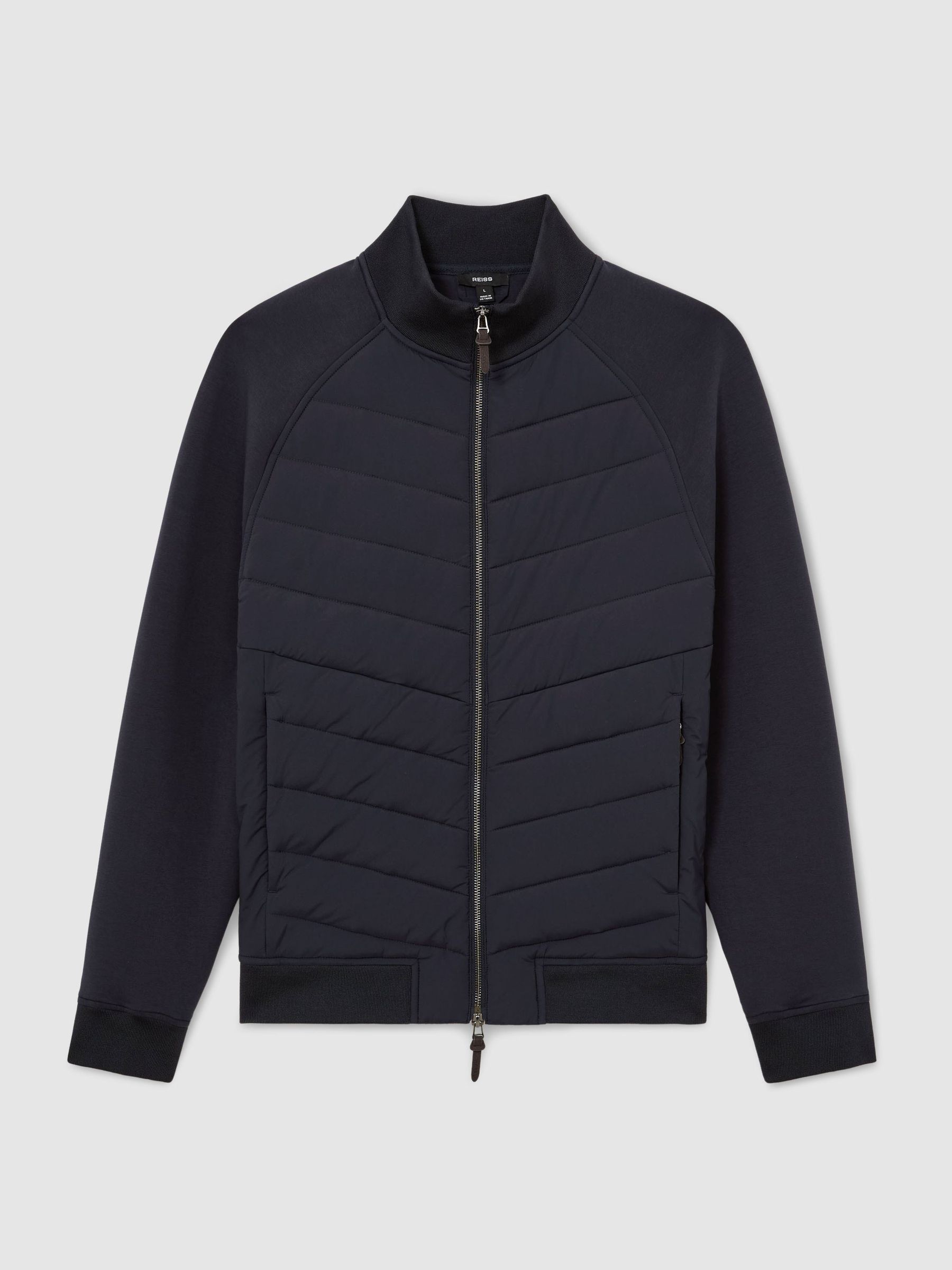 Hybrid Quilted And Interlock Zip Jacket in Navy - Image 2 of 7