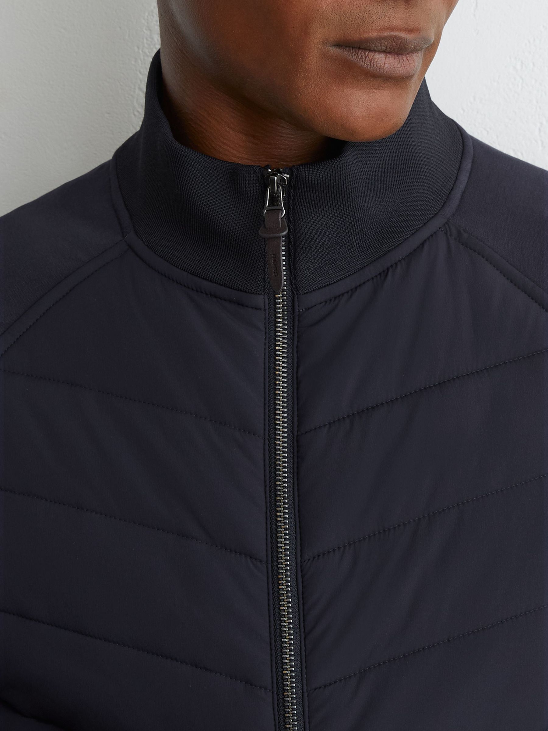 Hybrid Quilted And Interlock Zip Jacket in Navy - Image 4 of 7