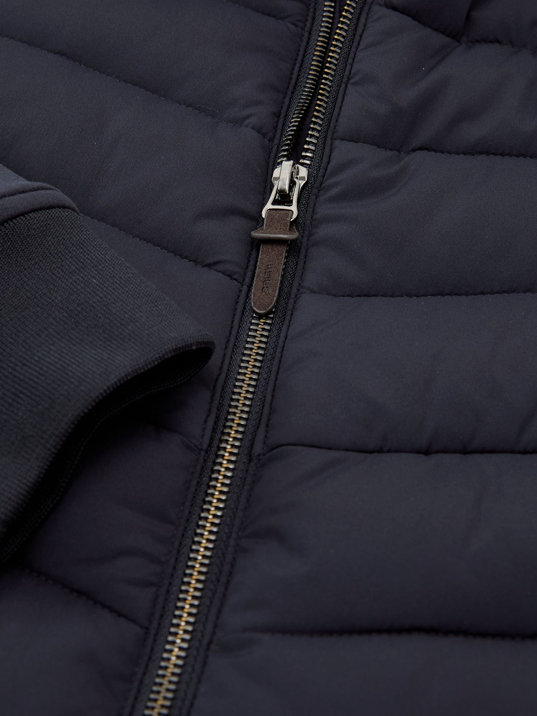 Hybrid Quilted And Interlock Zip Jacket in Navy - Image 7 of 7