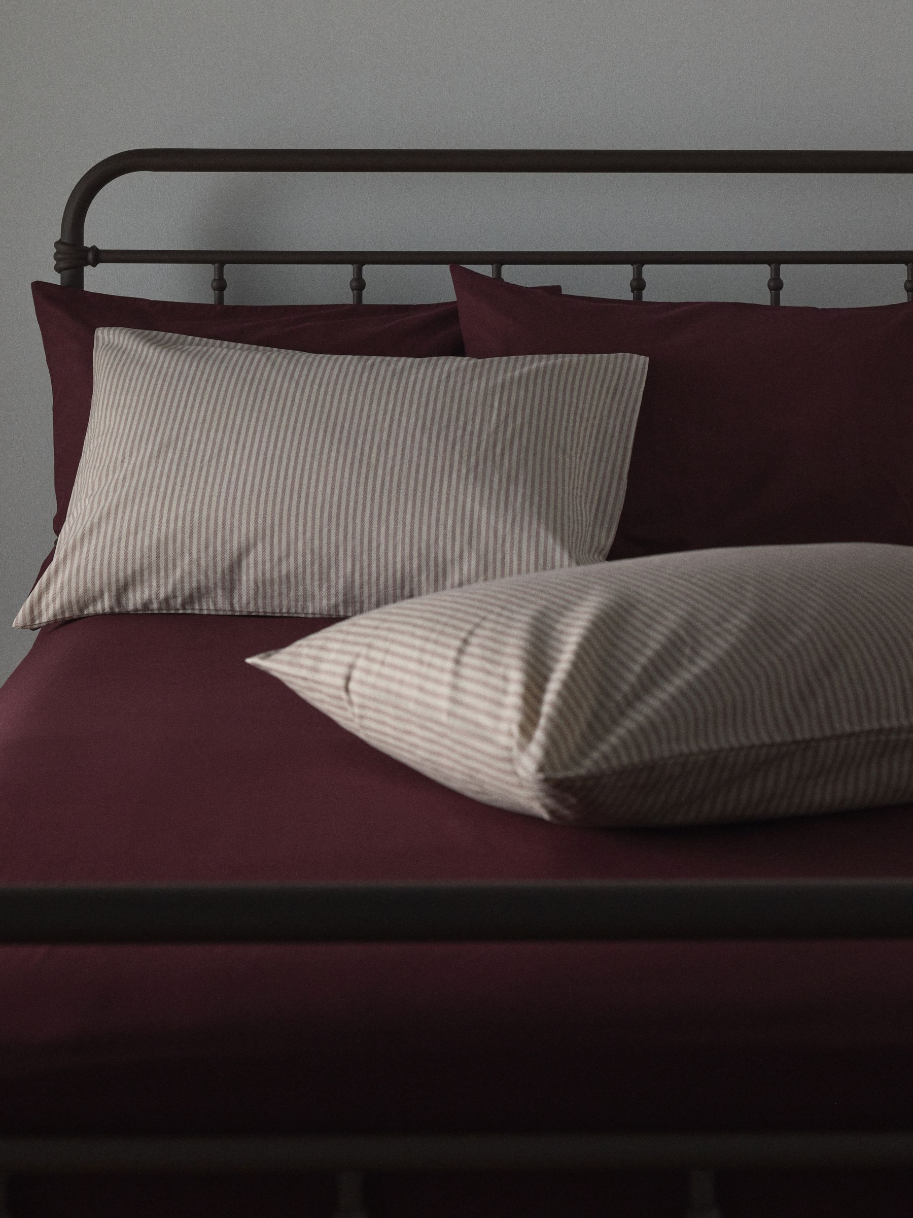 The Set Set of 2 Burgundy/Stripe Pillowcase and Fitted Sheet - Image 2 of 6