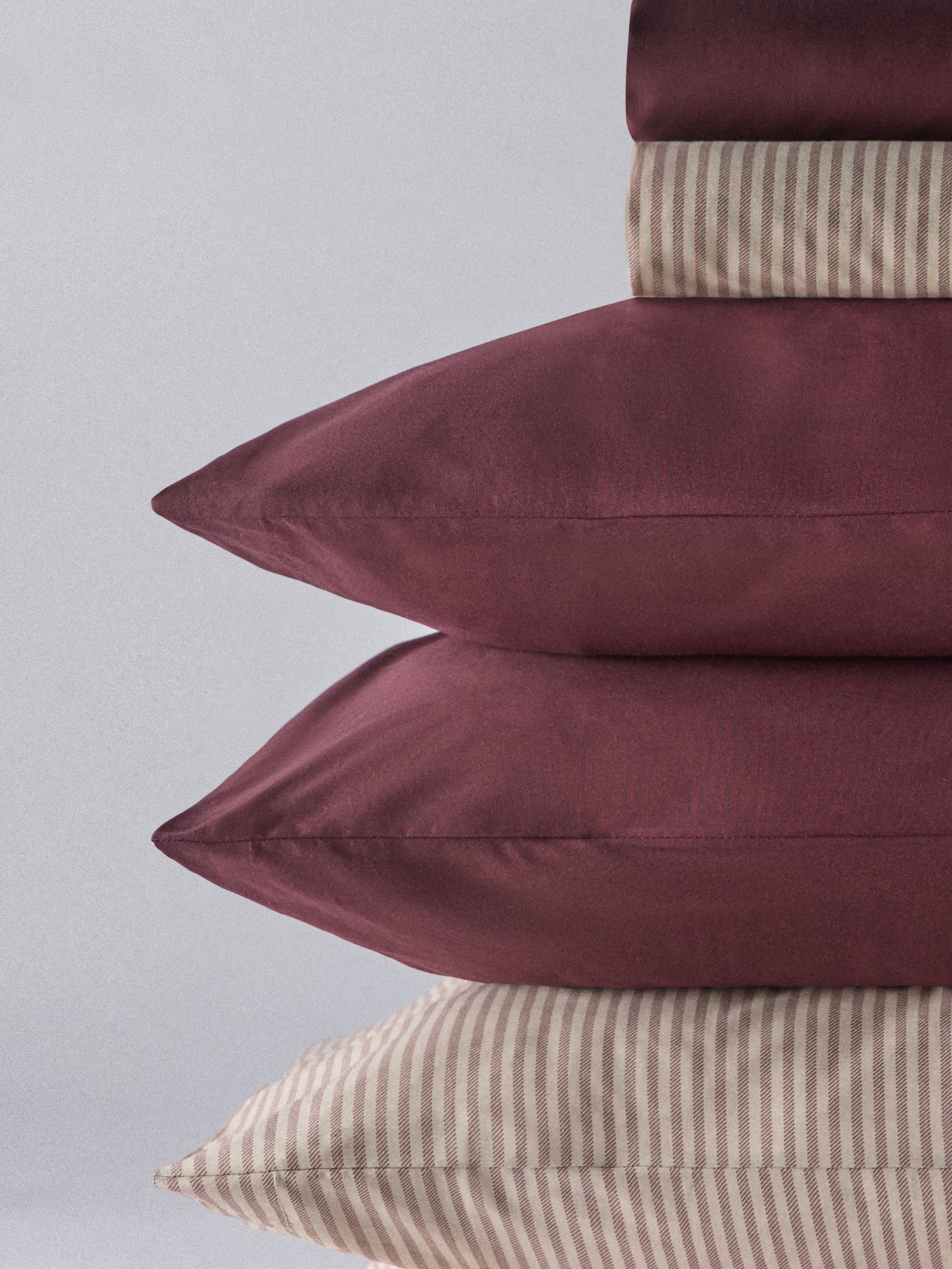 The Set Set of 2 Burgundy/Stripe Pillowcase and Fitted Sheet - Image 6 of 6