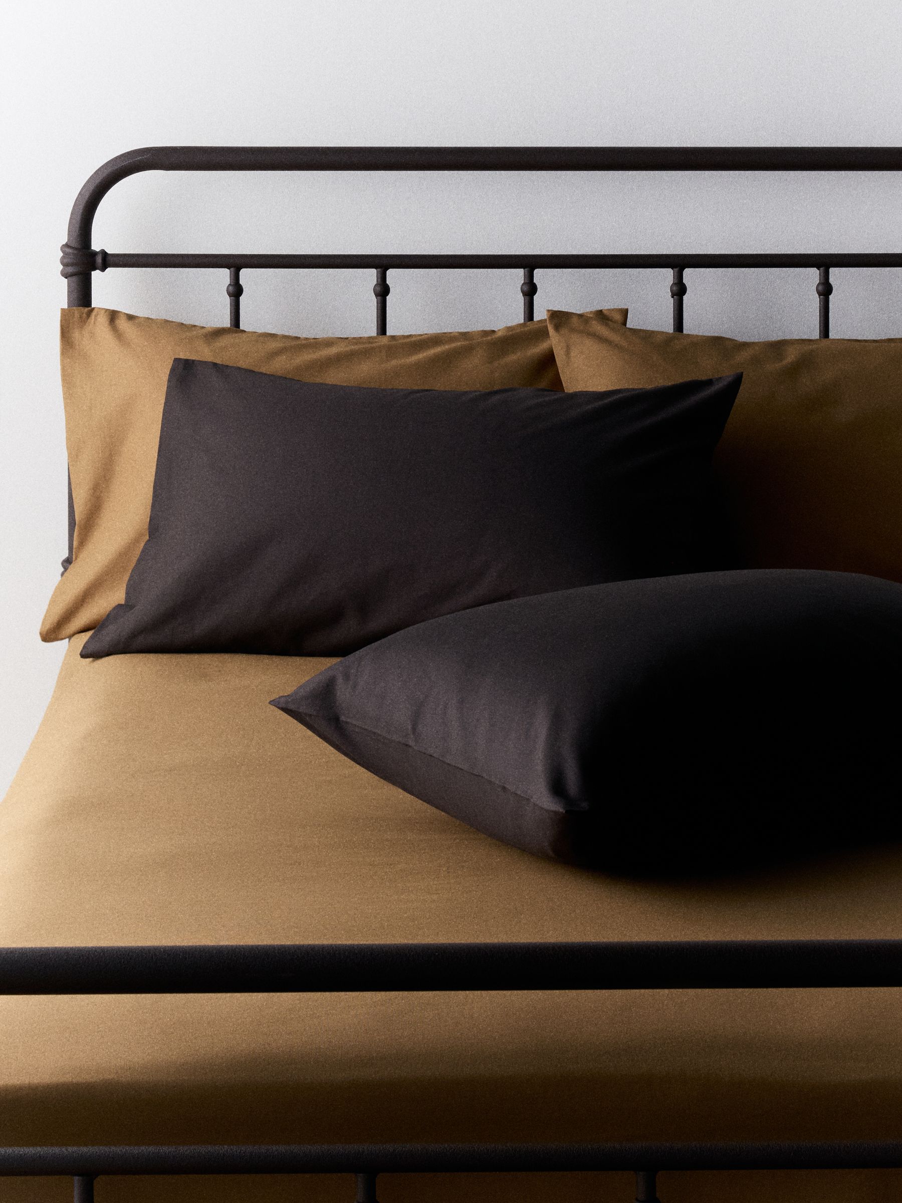 The Set 2 Pack Chocolate/Caramel Washed Cotton Fitted Sheets with Pillowcases - Image 1 of 6