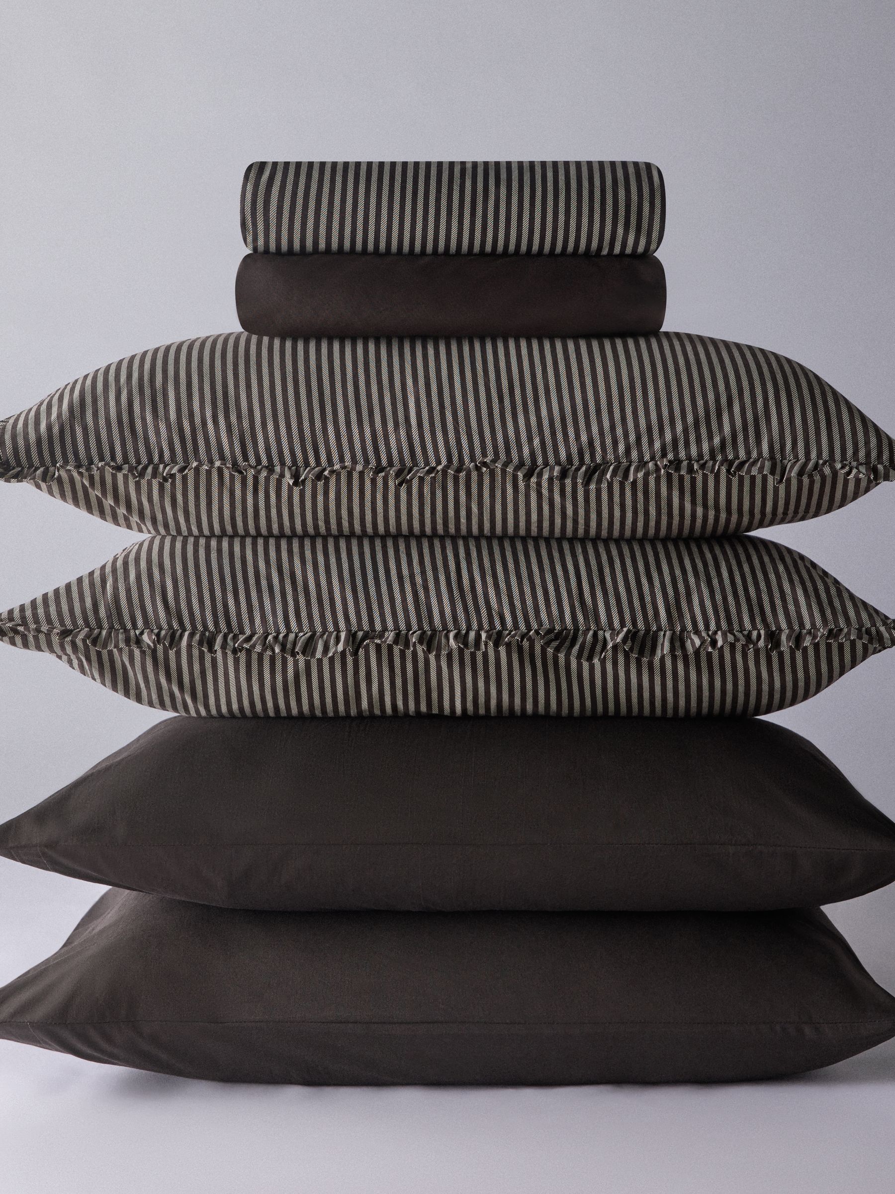 The Set Set of 2 Chocolate/Stripe Pillowcase and Fitted Sheet - Image 1 of 5