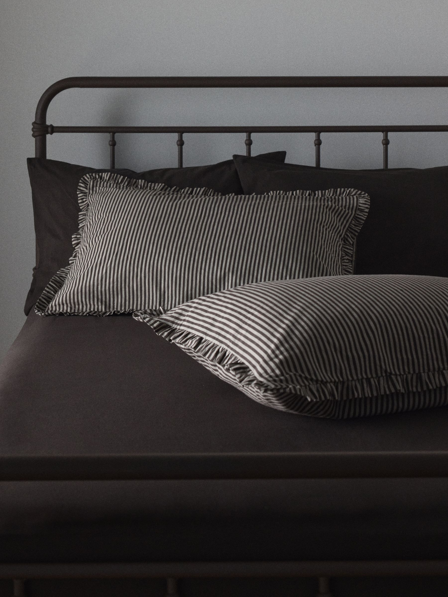 The Set Set of 2 Chocolate/Stripe Pillowcase and Fitted Sheet - Image 4 of 5