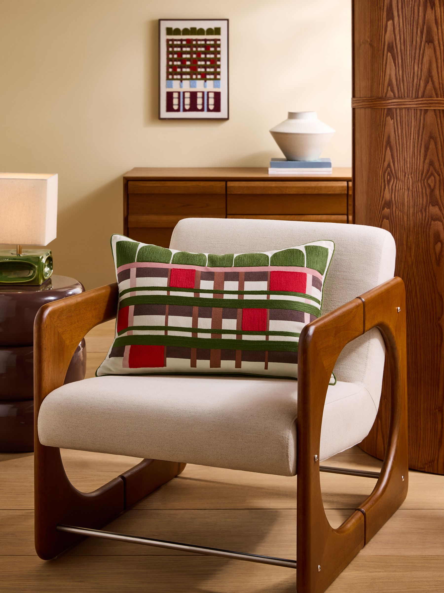 Barbican Tier Cushion in Green - Image 1 of 4