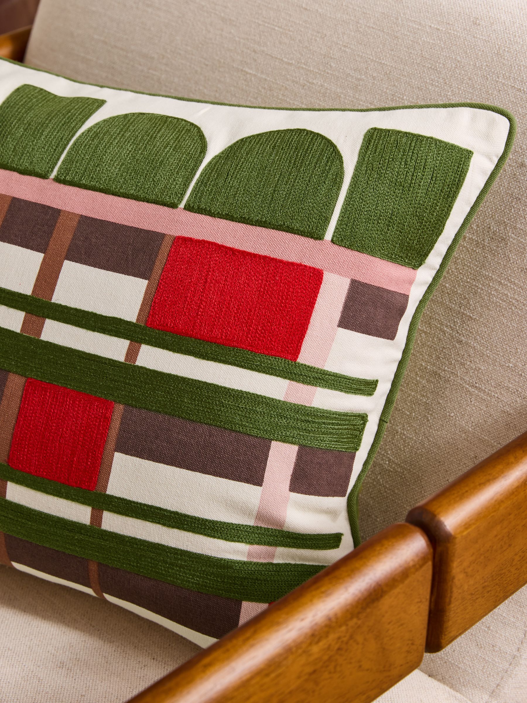 Barbican Tier Cushion in Green - Image 2 of 4