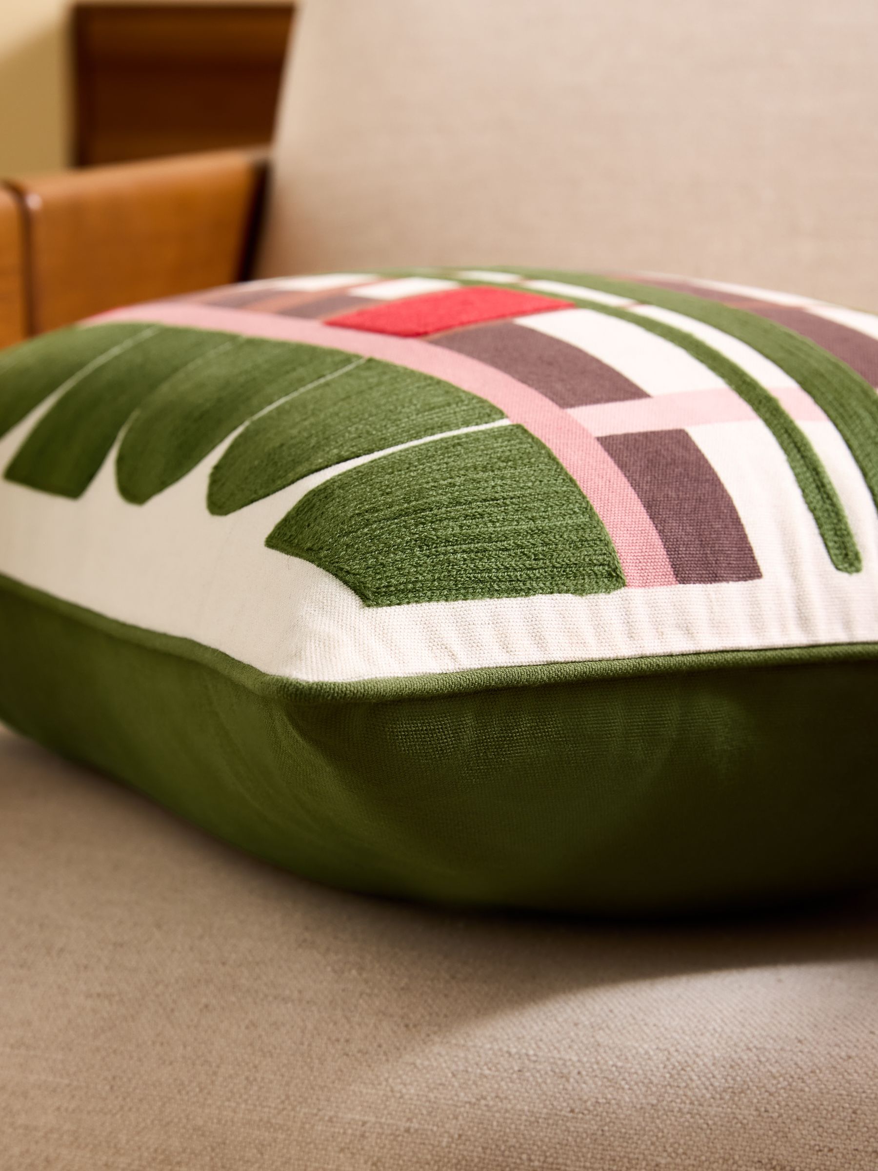 Barbican Tier Cushion in Green - Image 3 of 4