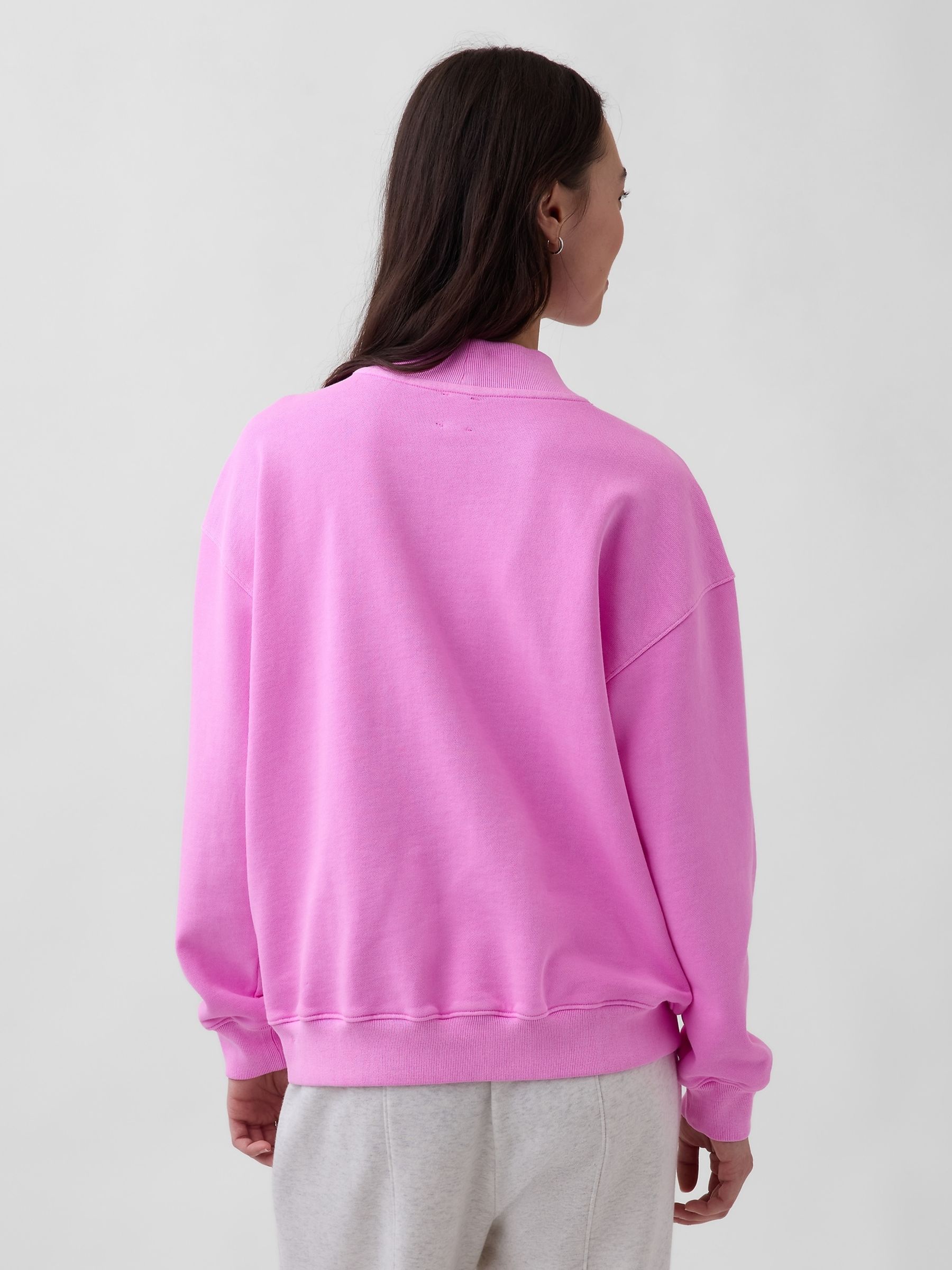 Pink Heavyweight French Terry Oversized Mock Neck Sweatshirt - Image 2 of 4