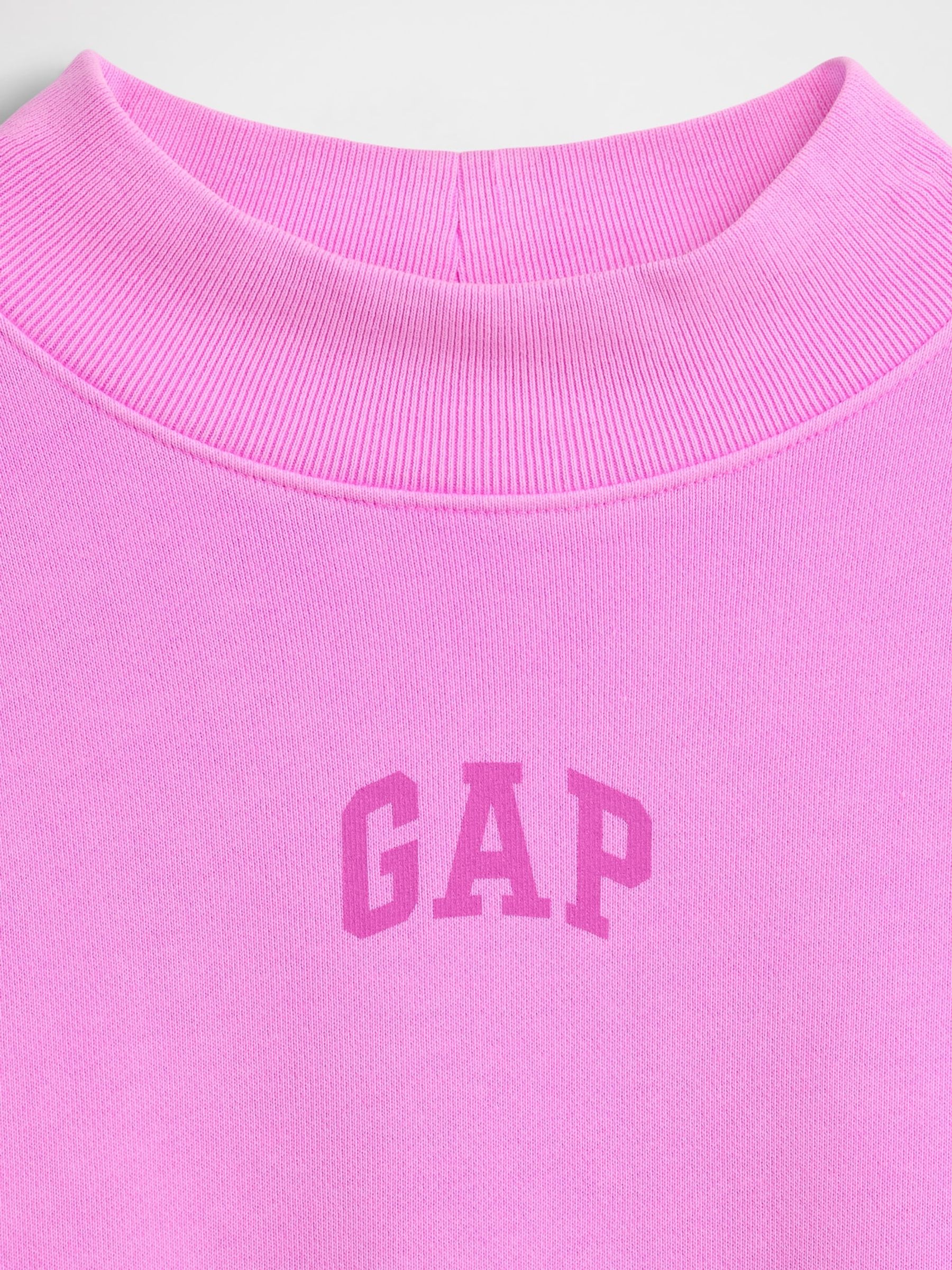 Pink Heavyweight French Terry Oversized Mock Neck Sweatshirt - Image 4 of 4 Pink Heavyweight French Terry Oversized Mock Neck Sweatshirt - Image 4 of 4