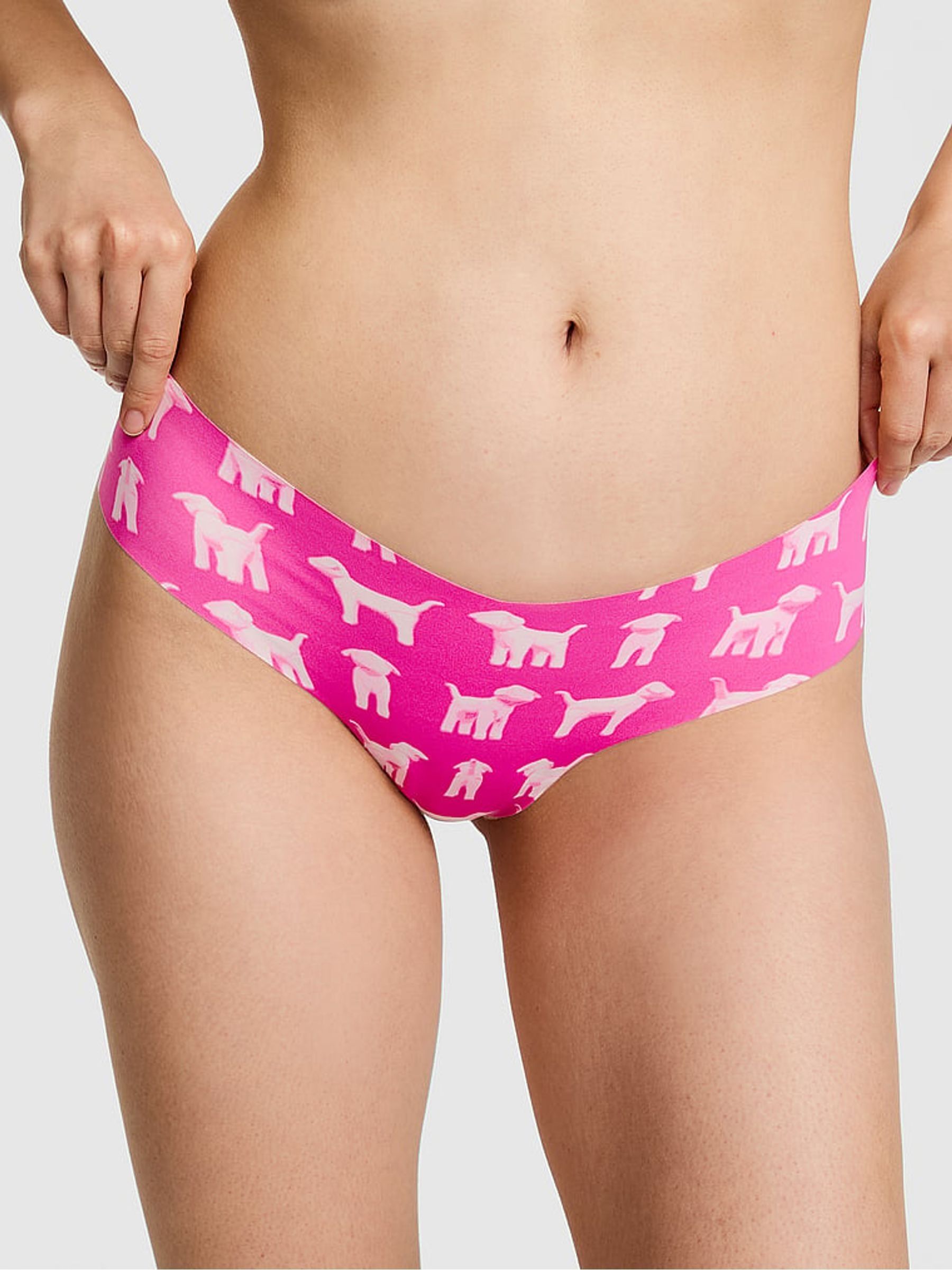 Pink Fire Dog Print Thong No Show Knickers - Image 1 of 2