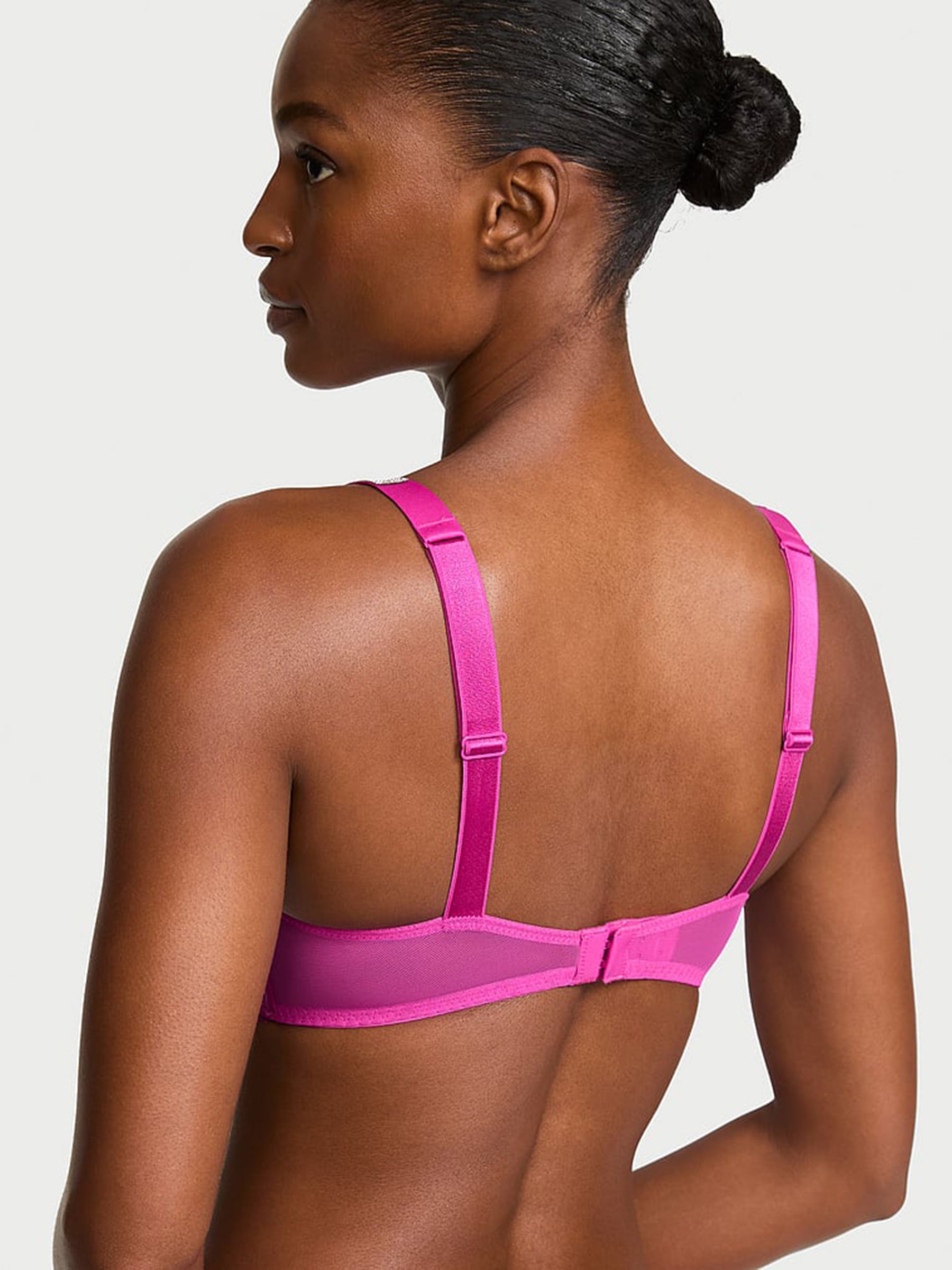 Pink Fire Add 2 Cups Push Up Bombshell Lace Shine Strap Bra - Image 2 of 2