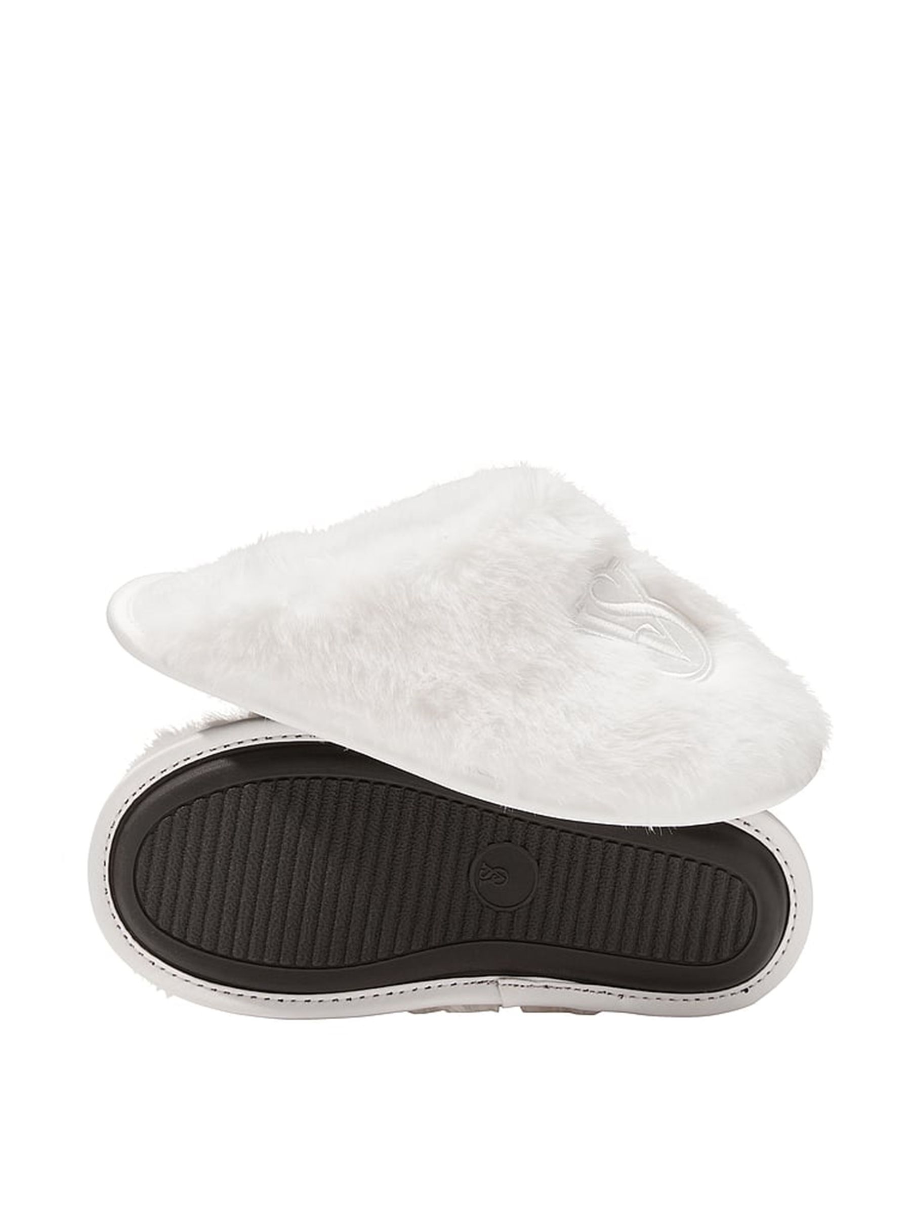 Coconut White Closed Toe Faux Fur Slippers - Image 2 of 2 Coconut White Closed Toe Faux Fur Slippers - Image 2 of 2
