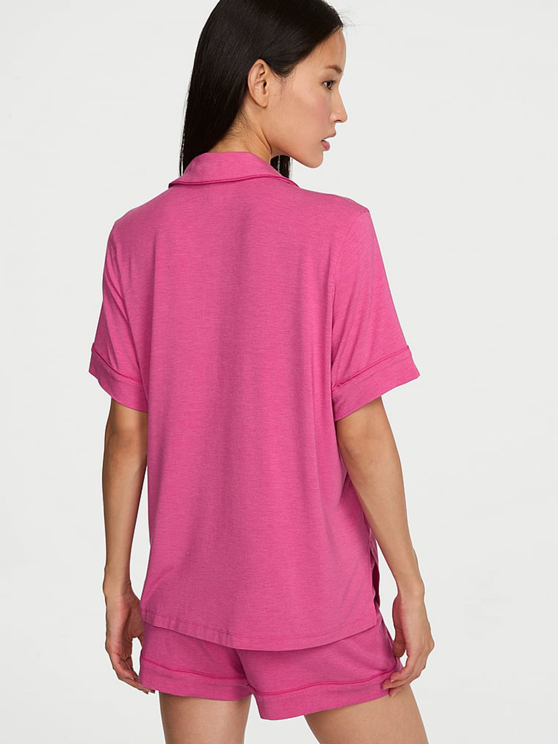 Heather Bright Rose Pink Modal Short Pyjamas Set - Image 2 of 2 Heather Bright Rose Pink Modal Short Pyjamas Set - Image 2 of 2