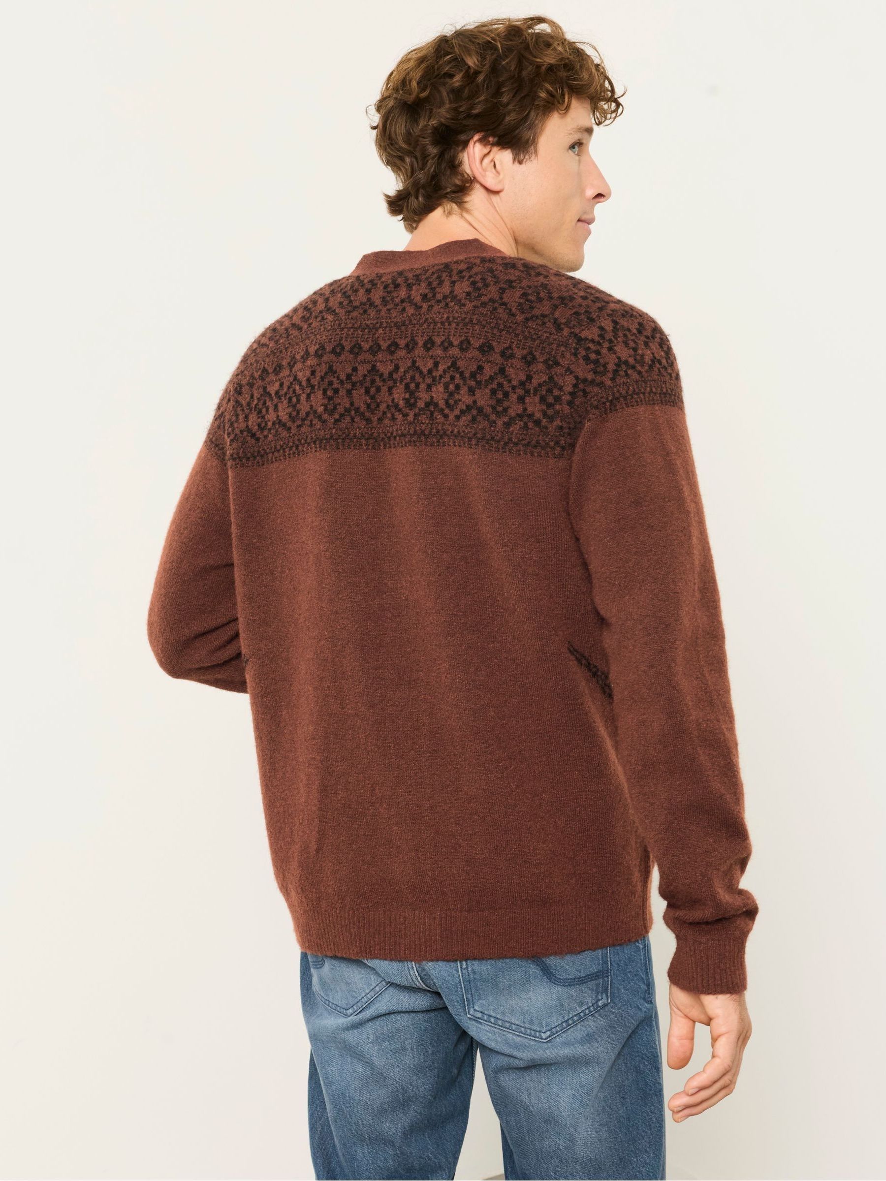 Brown Pheasant Fairisle Christmas Cardigan - Image 2 of 6