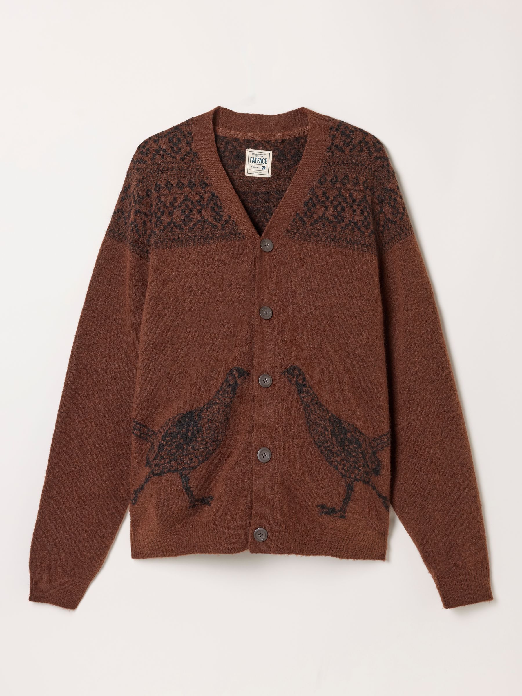 Brown Pheasant Fairisle Christmas Cardigan - Image 5 of 6