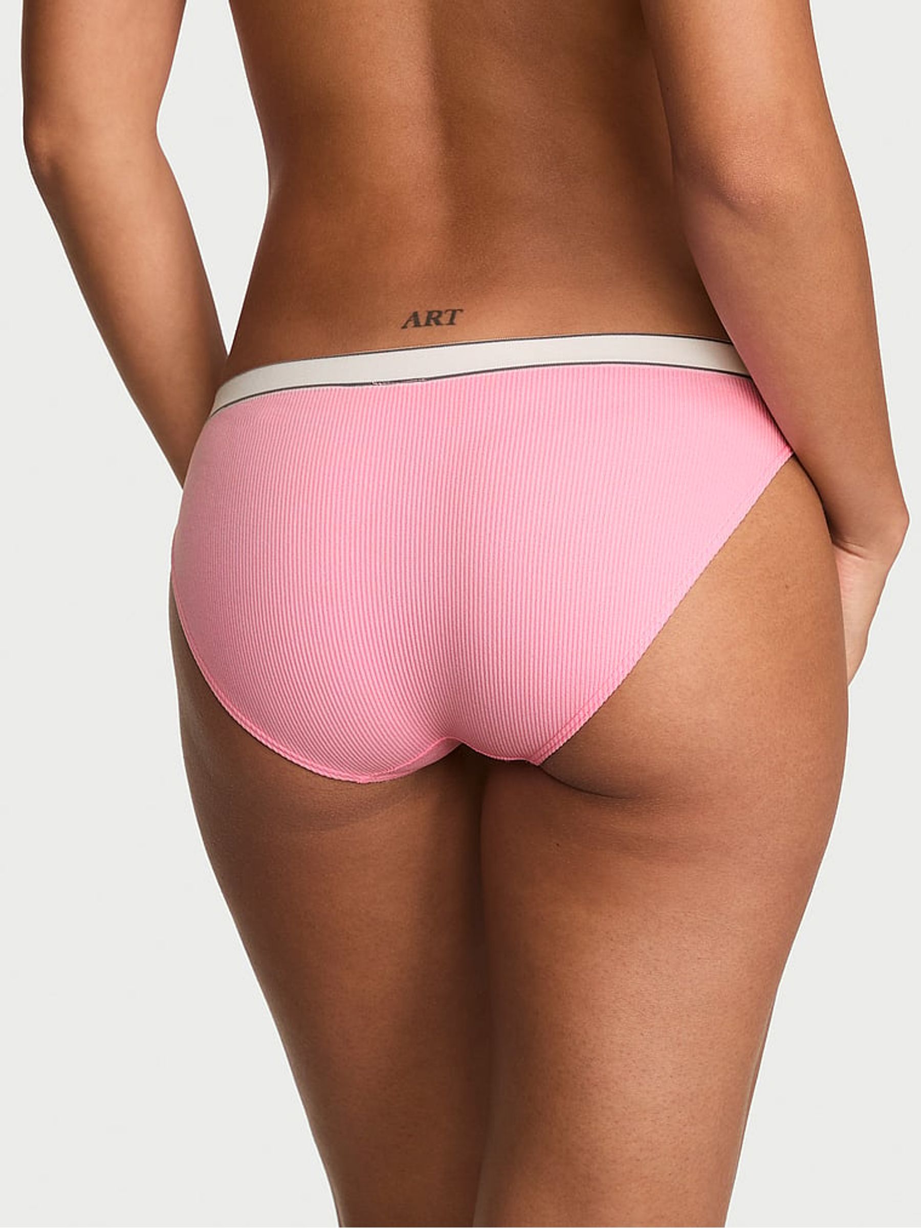 Victoria Pink Bikini Logo Ribbed Knickers - Image 2 of 2