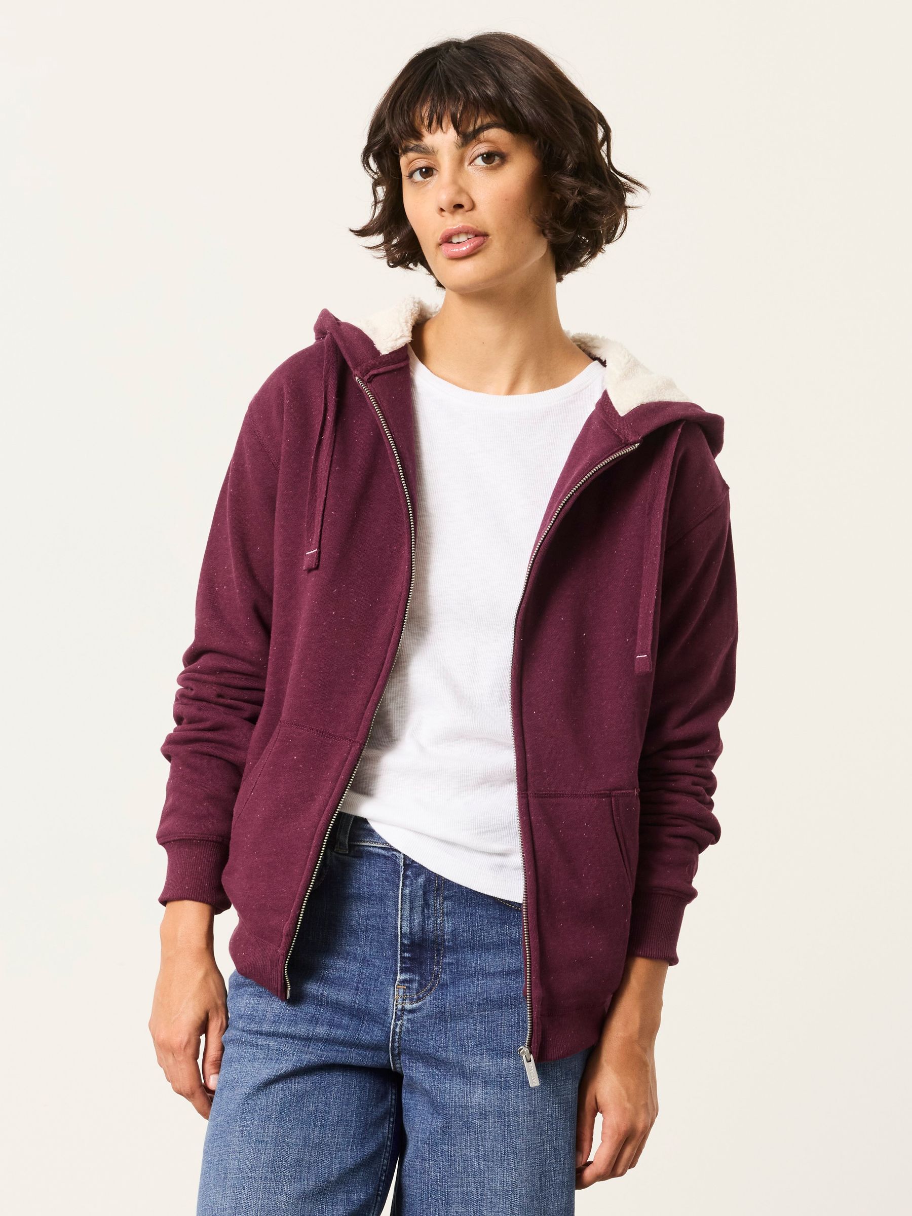 Amy Purple Borg Zip Through Hoodie - Image 1 of 5