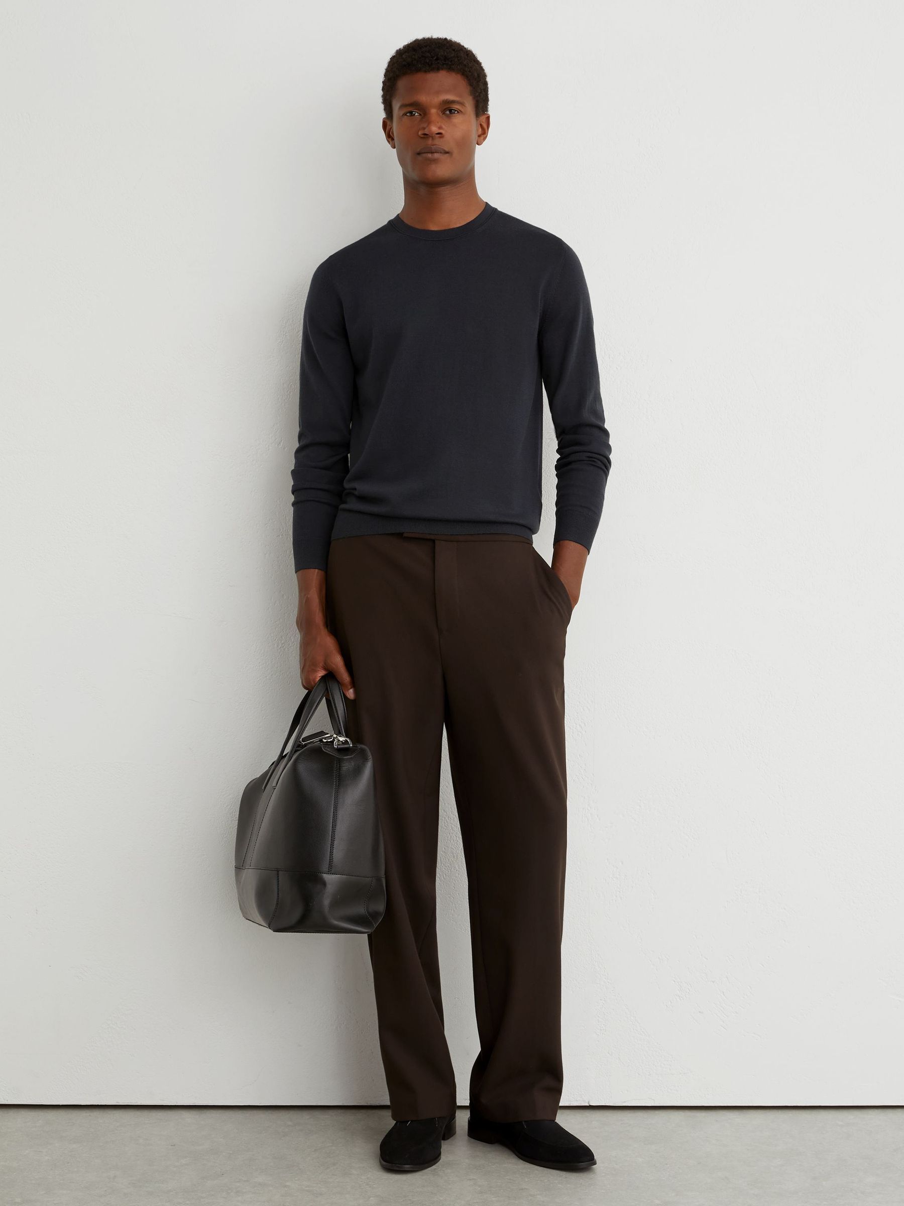 Merino Wool Crew-Neck Jumper in Vulcan Grey - Image 3 of 6