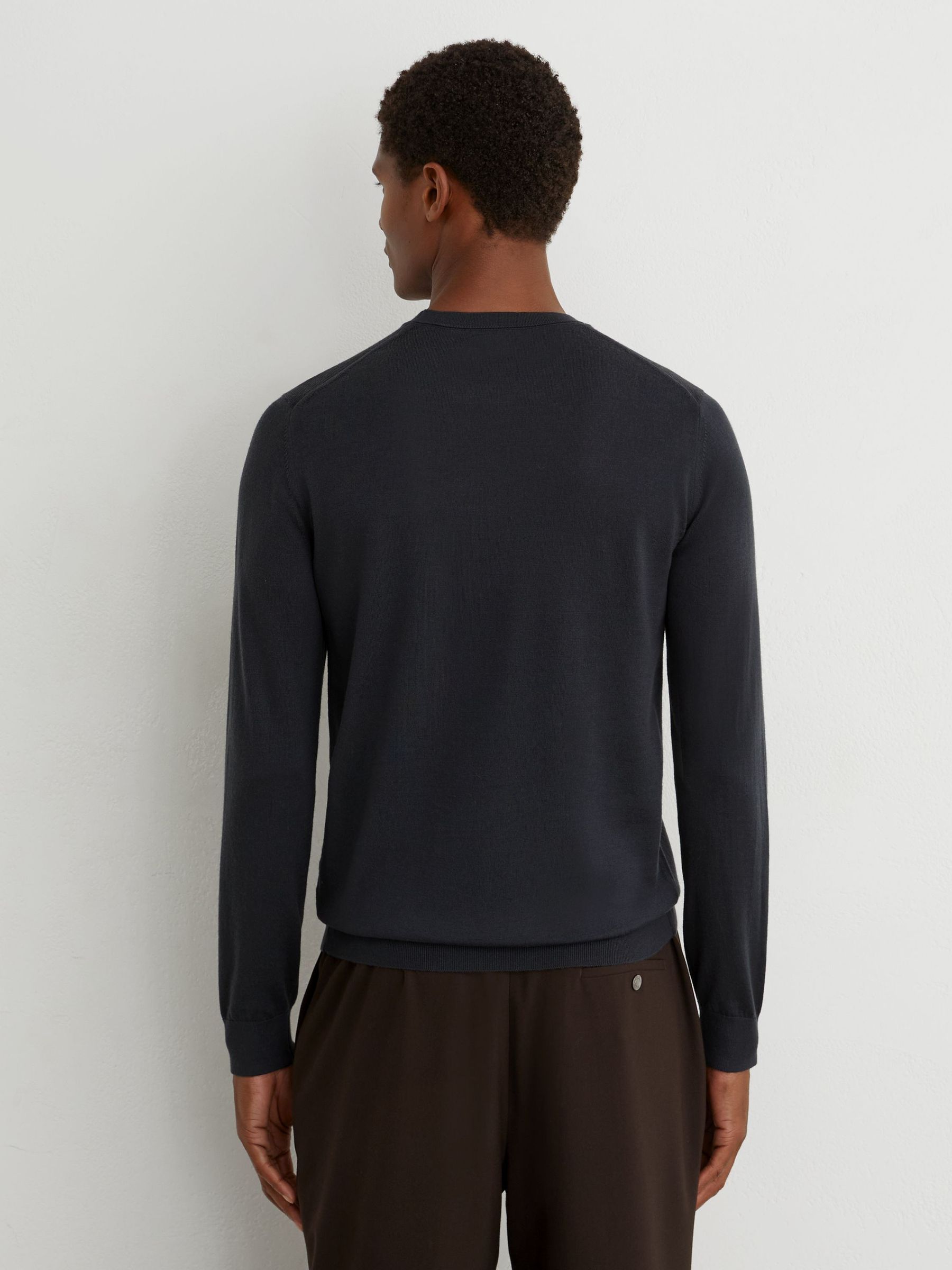 Merino Wool Crew-Neck Jumper in Vulcan Grey - Image 4 of 6