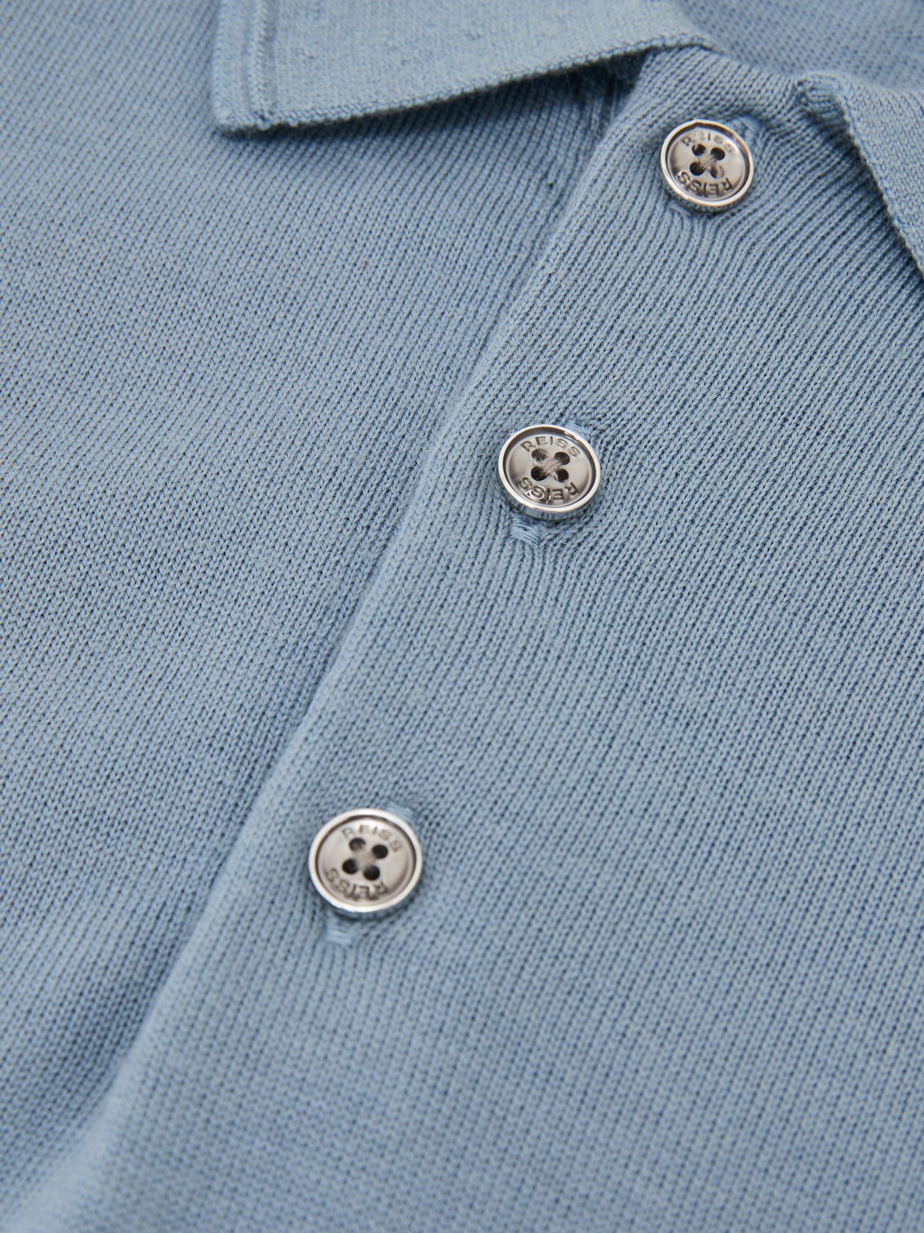 Merino Wool Long-Sleeve Polo Shirt in Armour Blue - Image 6 of 6