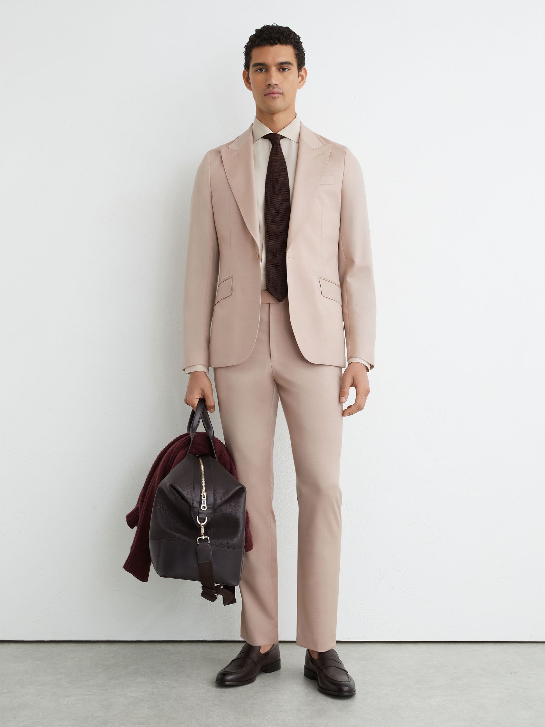 Wool Single-Breasted Tailored-Fit Blazer in Dusty Pink - image 2
