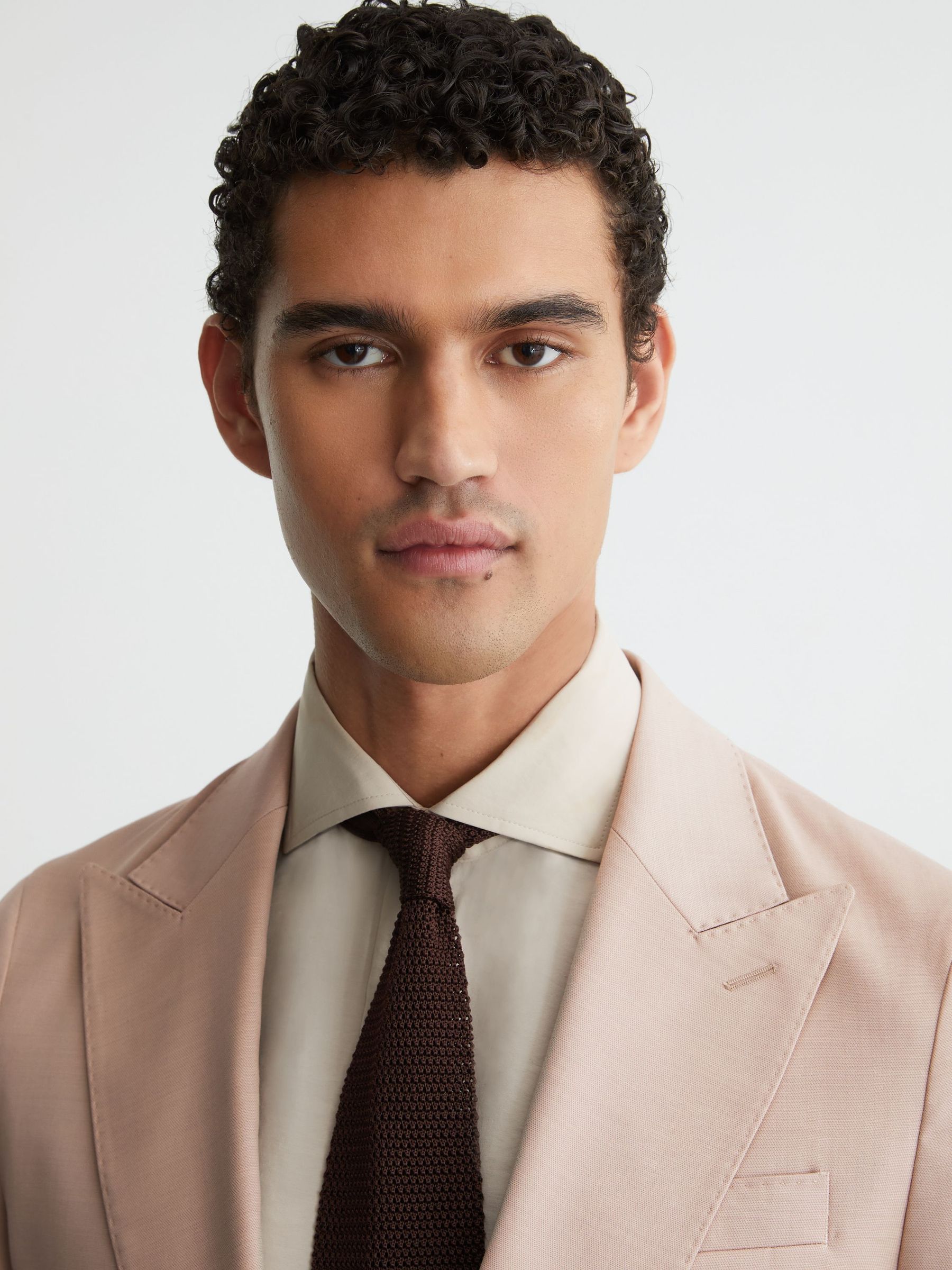 Wool Single-Breasted Tailored-Fit Blazer in Dusty Pink - Image 3 of 7