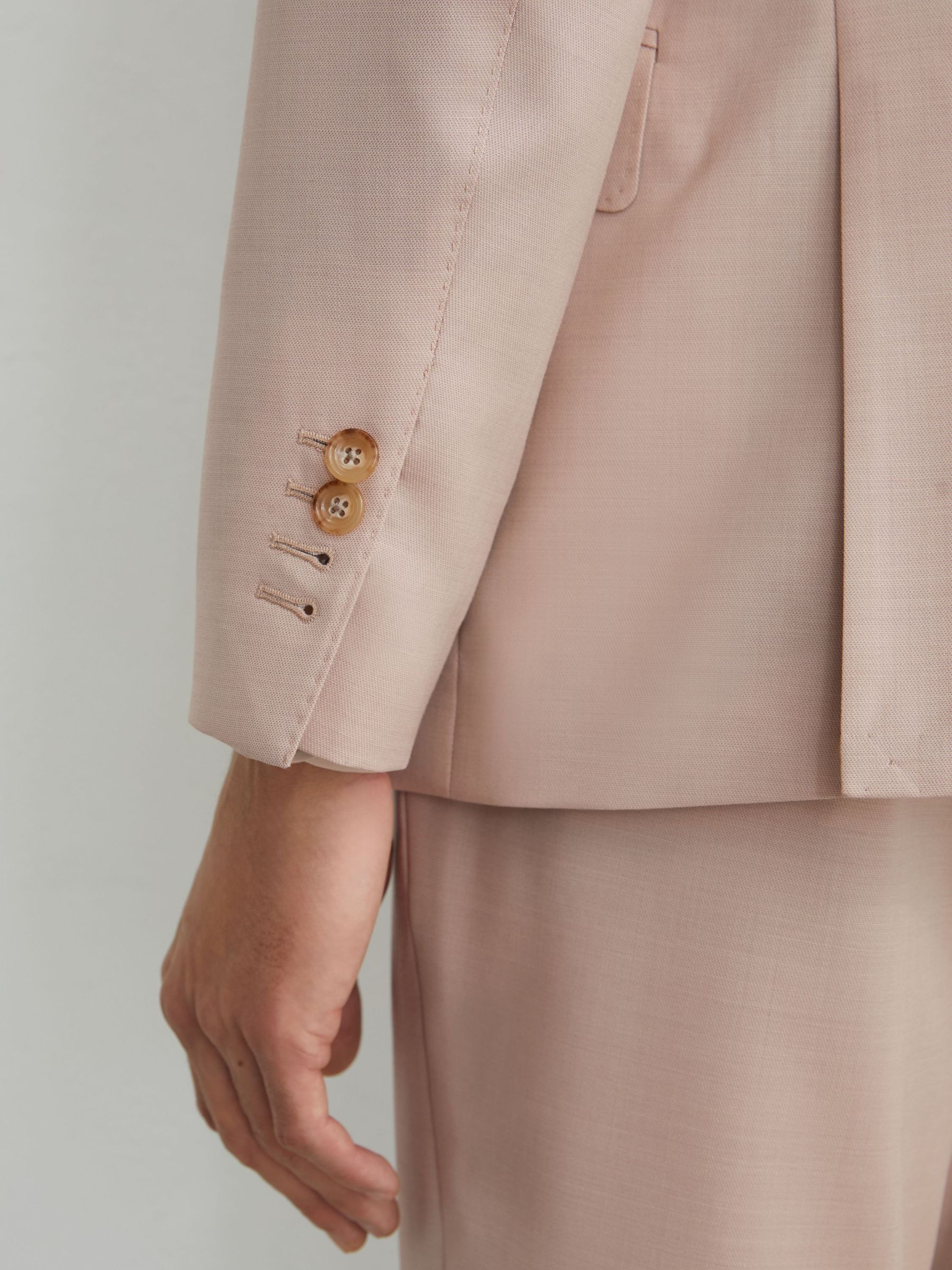 Wool Single-Breasted Tailored-Fit Blazer in Dusty Pink - Image 4 of 7