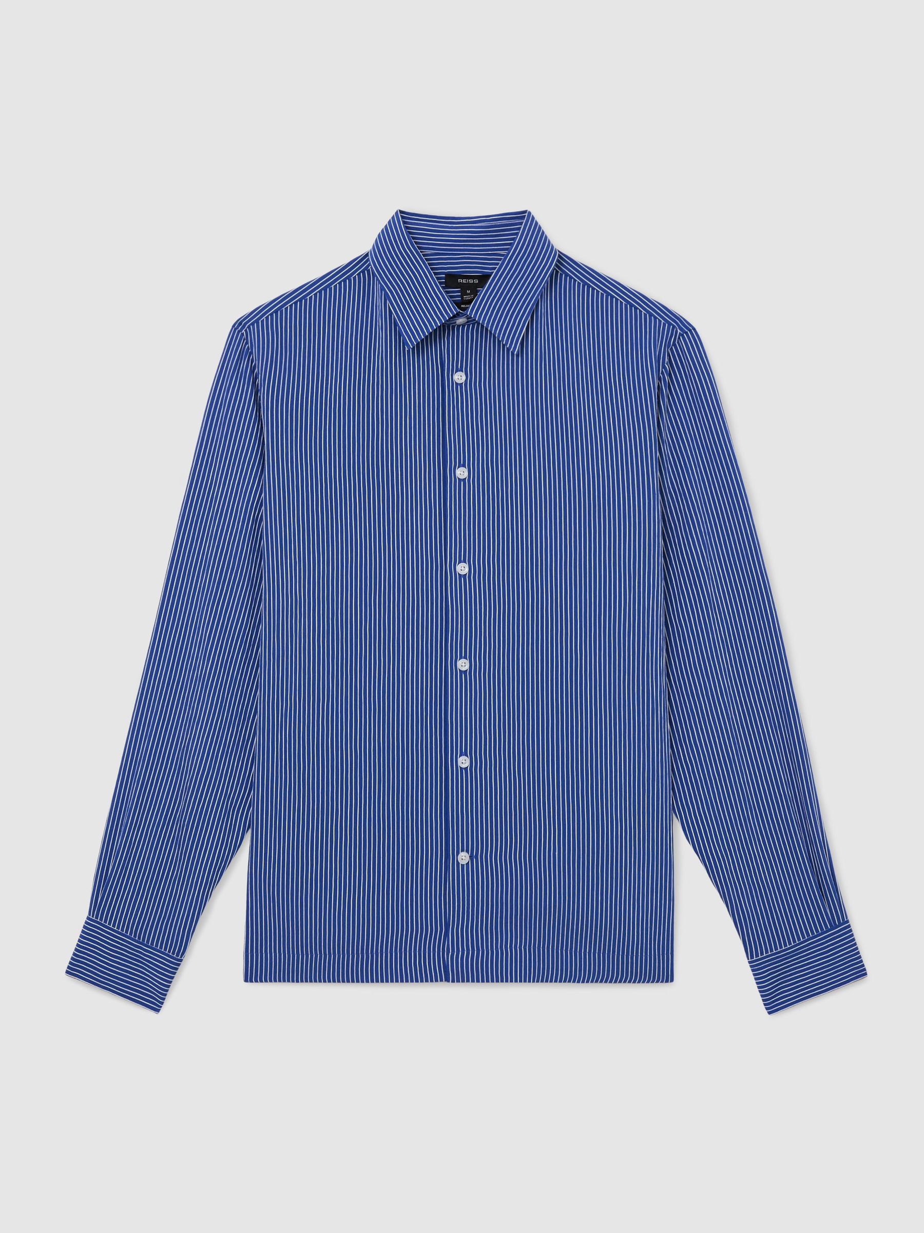 Pinstripe Long-Sleeve Regular-Fit Shirt in Blue/White - Image 2 of 7