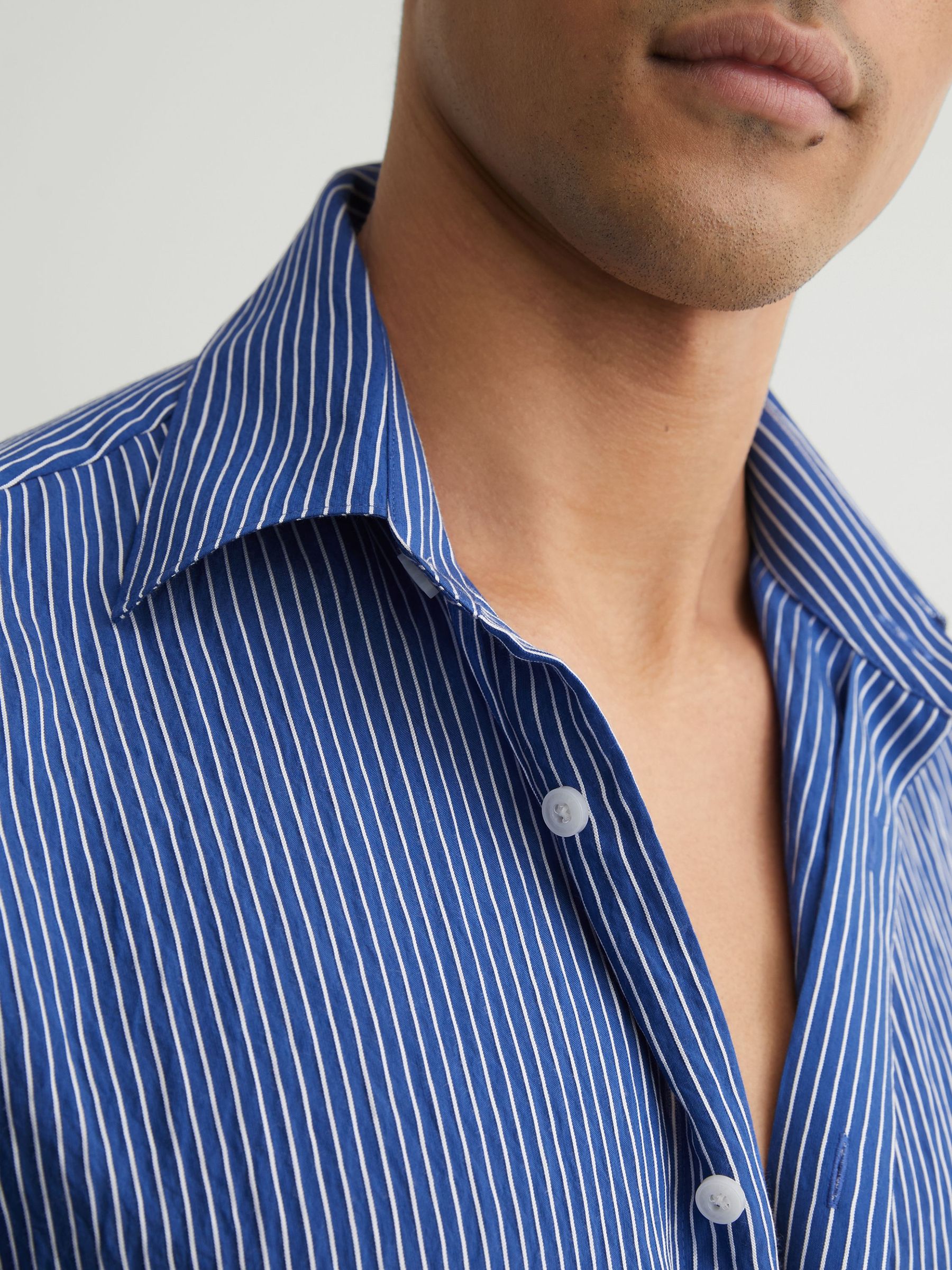 Pinstripe Long-Sleeve Regular-Fit Shirt in Blue/White - image 4