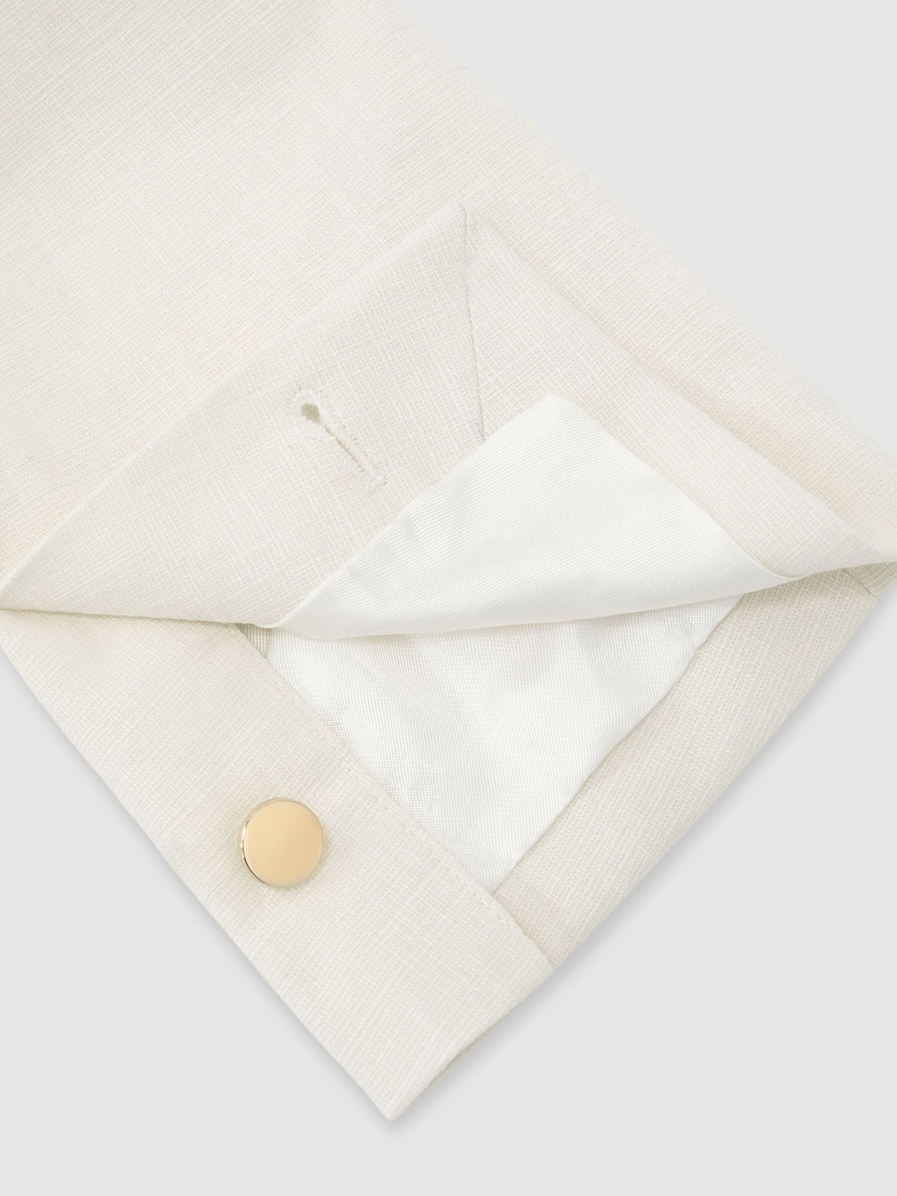 Cotton Textured Double-Breasted Blazer Tailored-Fit in Off White - Image 10 of 10