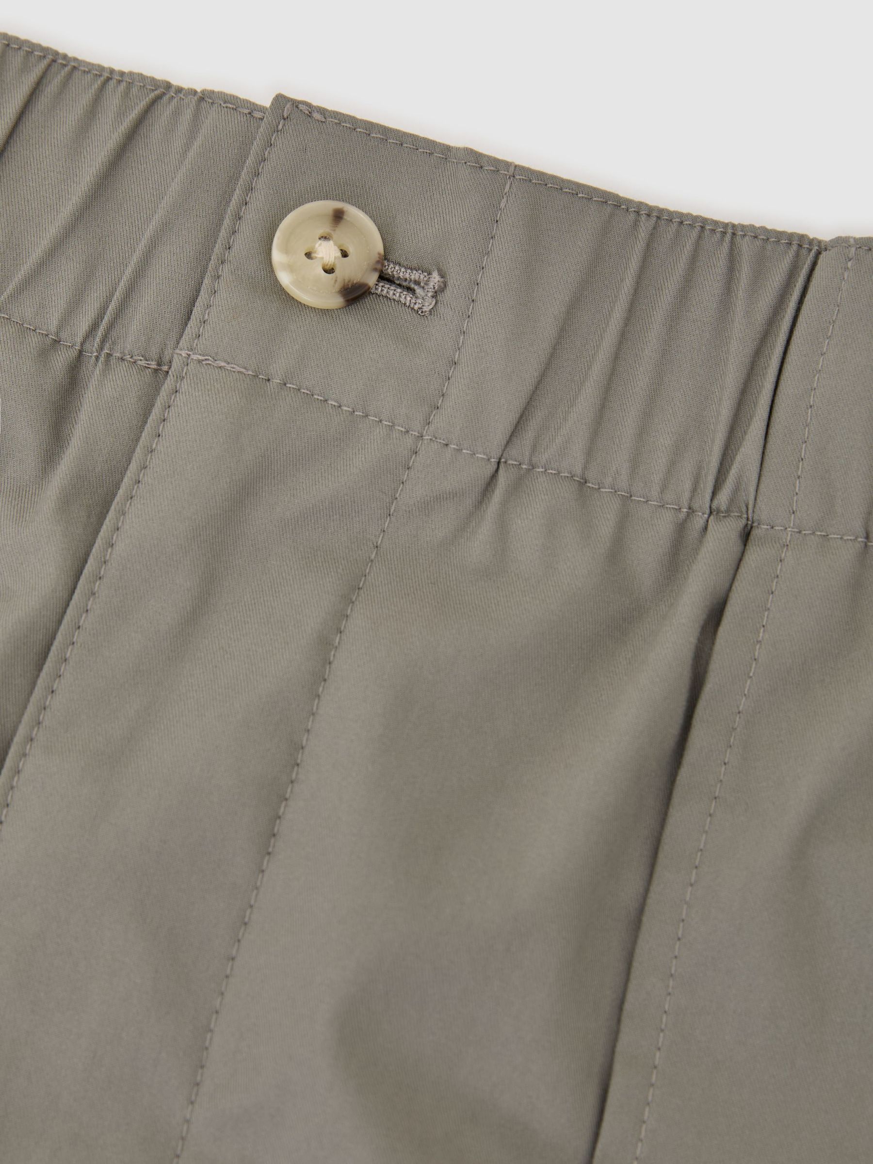 Cotton-Blend Lightweight Tapered Trousers in Sage Green - Image 6 of 6