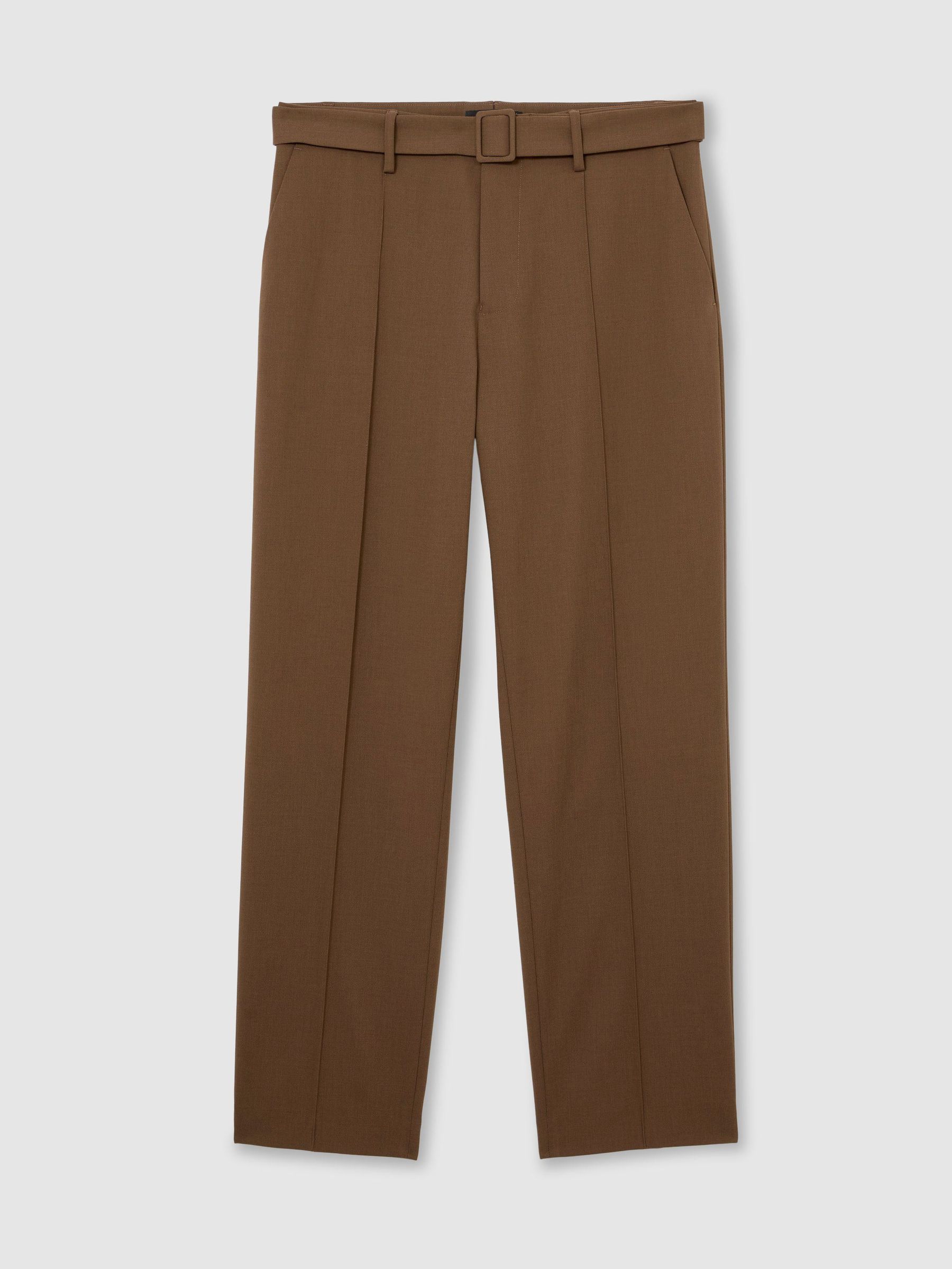 Relaxed-Fit Belted Pintuck Trousers in Tobacco Brown - Image 2 of 6