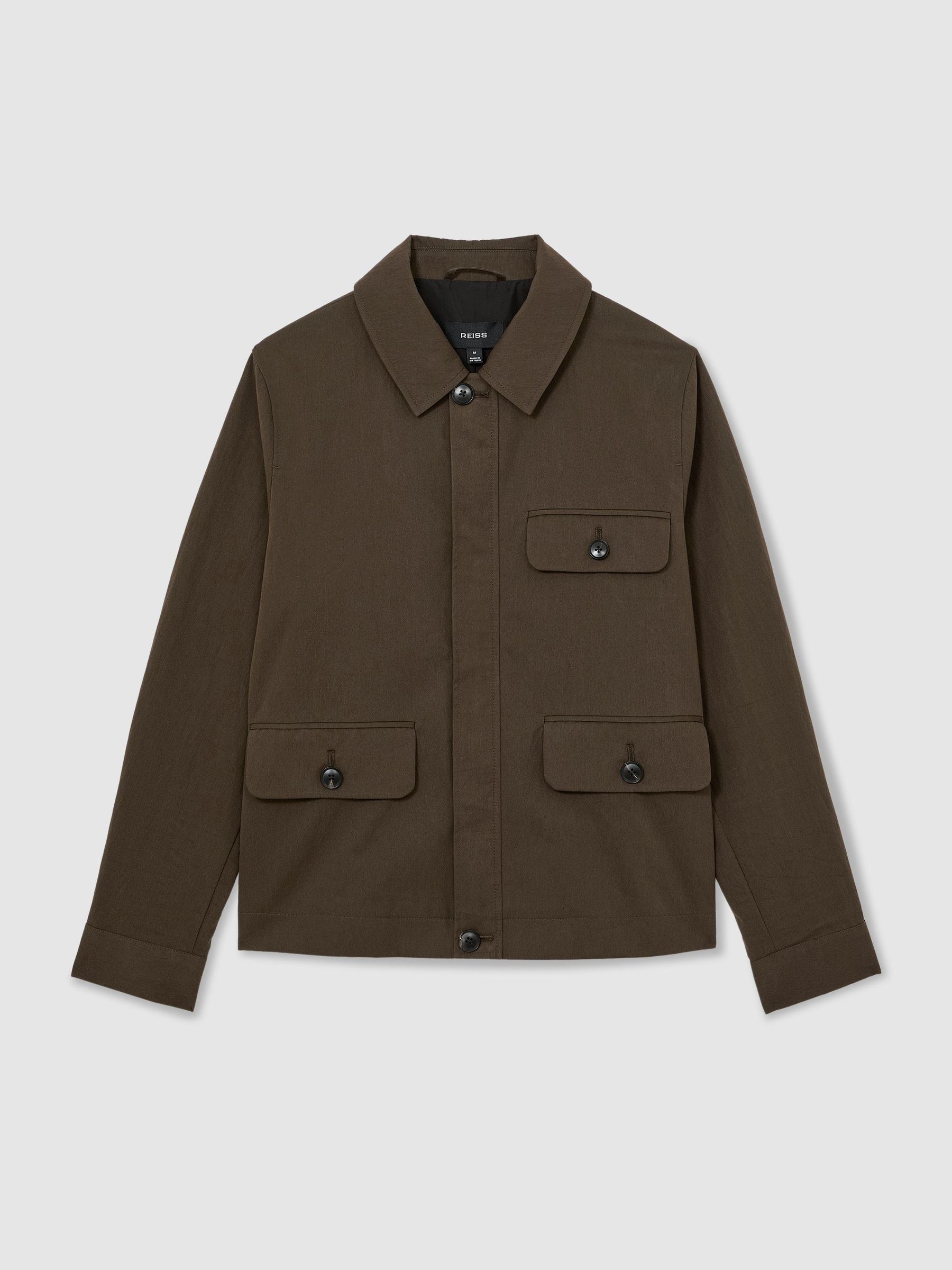 Cotton-Blend Zip-Through Jacket in Brown - Image 2 of 6 Cotton-Blend Zip-Through Jacket in Brown - Image 2 of 6