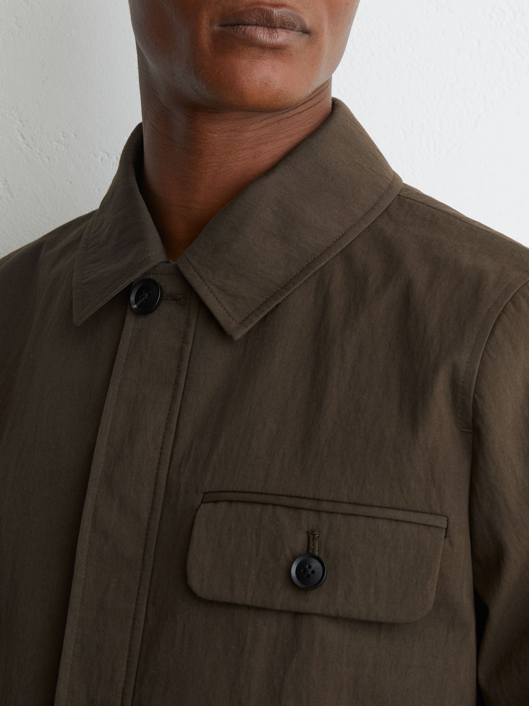 Cotton-Blend Zip-Through Jacket in Brown - Image 4 of 6