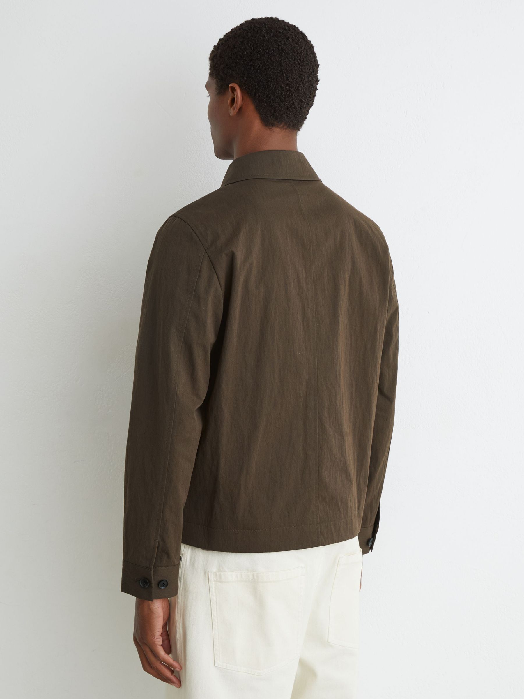 Cotton-Blend Zip-Through Jacket in Brown - Image 5 of 6