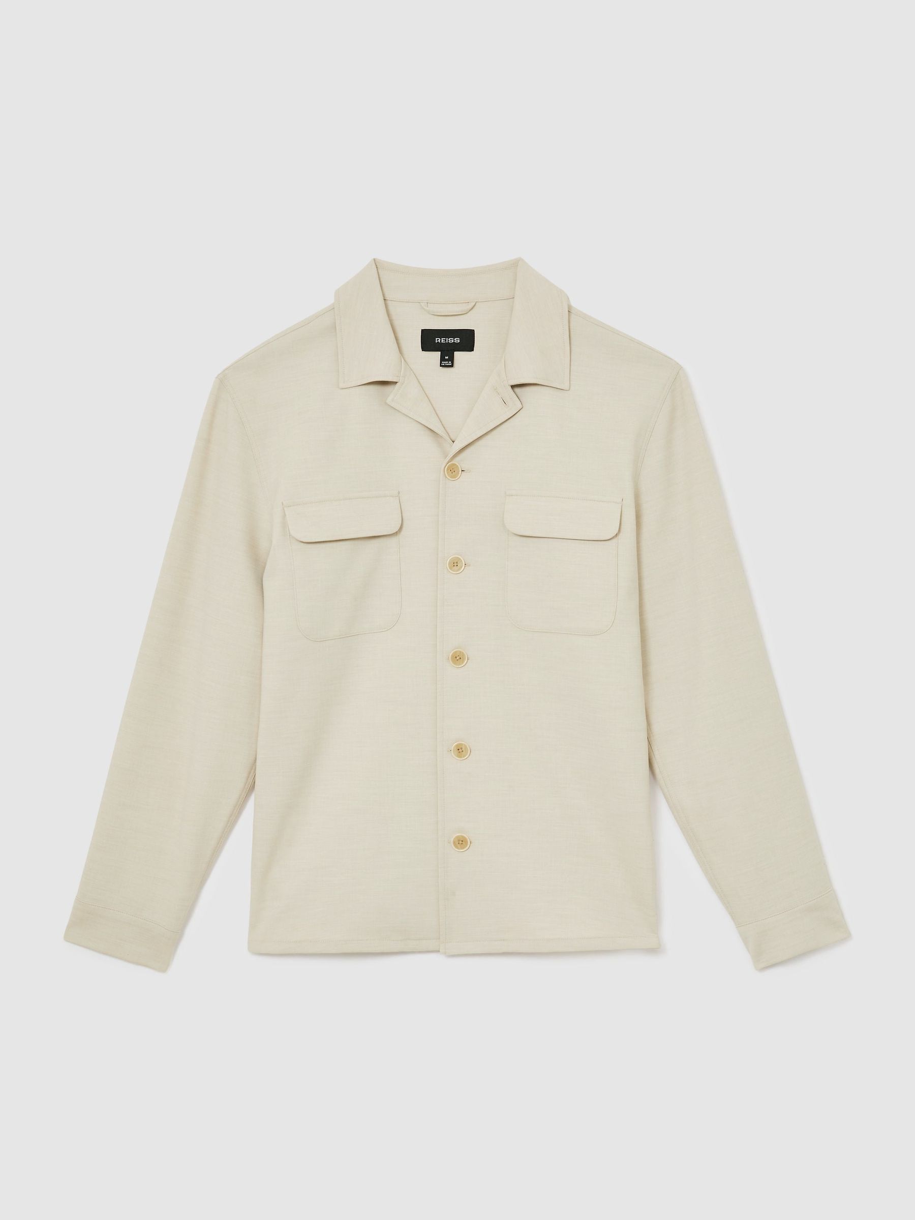 Twin-Pocket Button-Through Overshirt in Stone - Bild 2 av 10