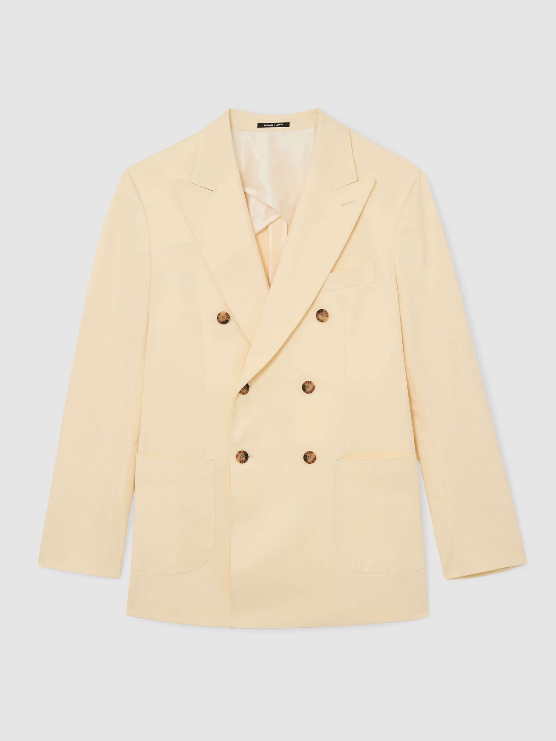 Cotton Double-Breasted Classic-Fit Blazer in Buttermilk Yellow - Image 2 of 7 Cotton Double-Breasted Classic-Fit Blazer in Buttermilk Yellow - Image 2 of 7