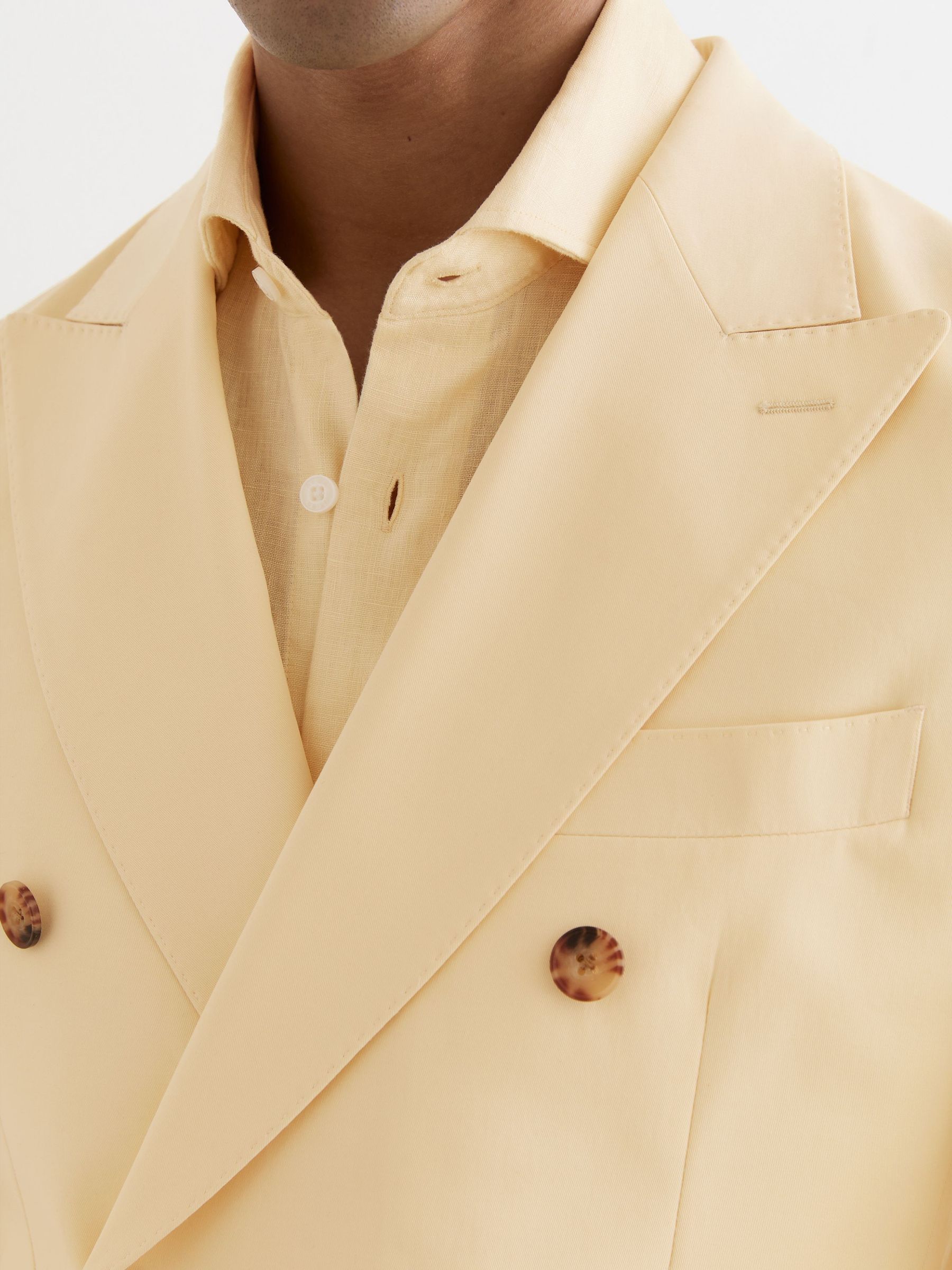 Cotton Double-Breasted Classic-Fit Blazer in Buttermilk Yellow - Image 5 of 7