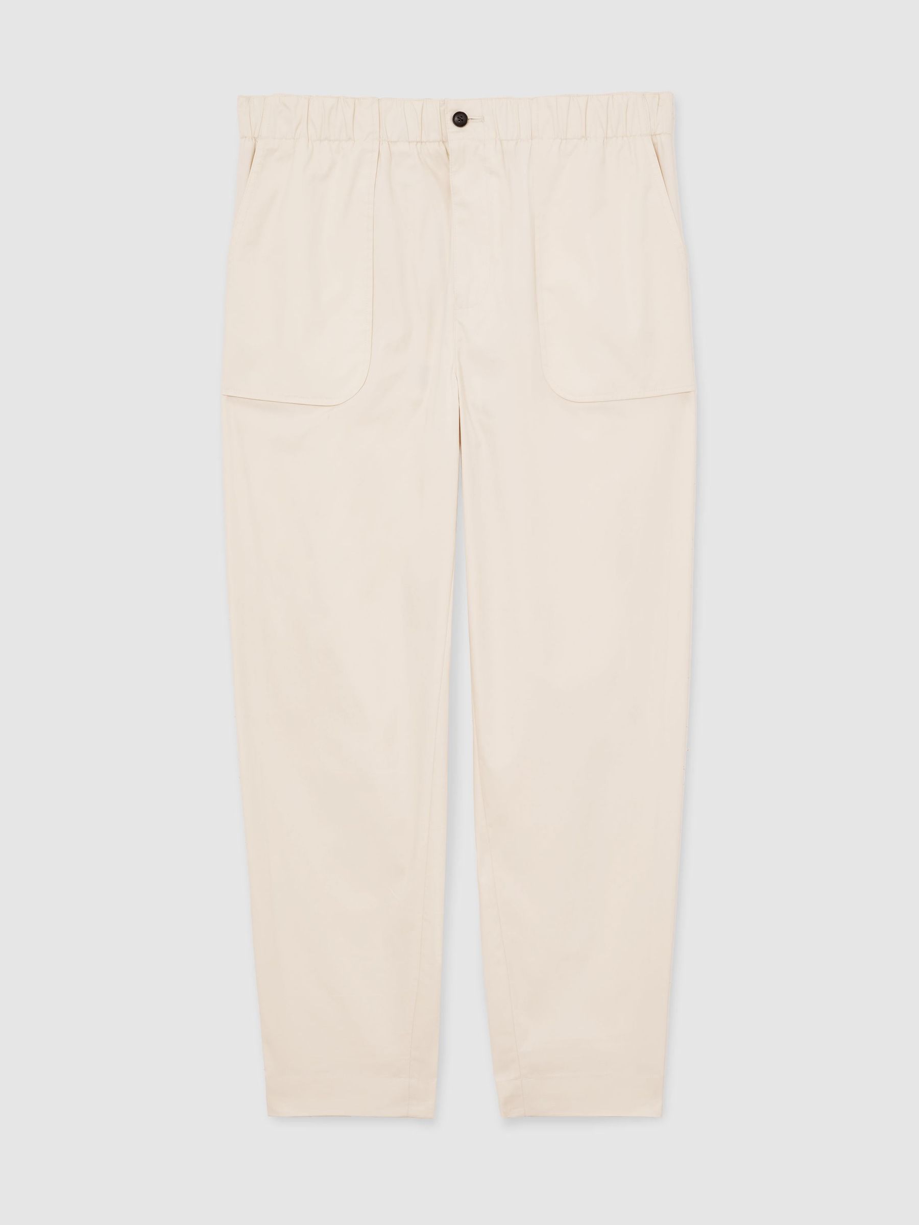 Cotton-Blend Lightweight Tapered Trousers in Off White - Image 2 of 6