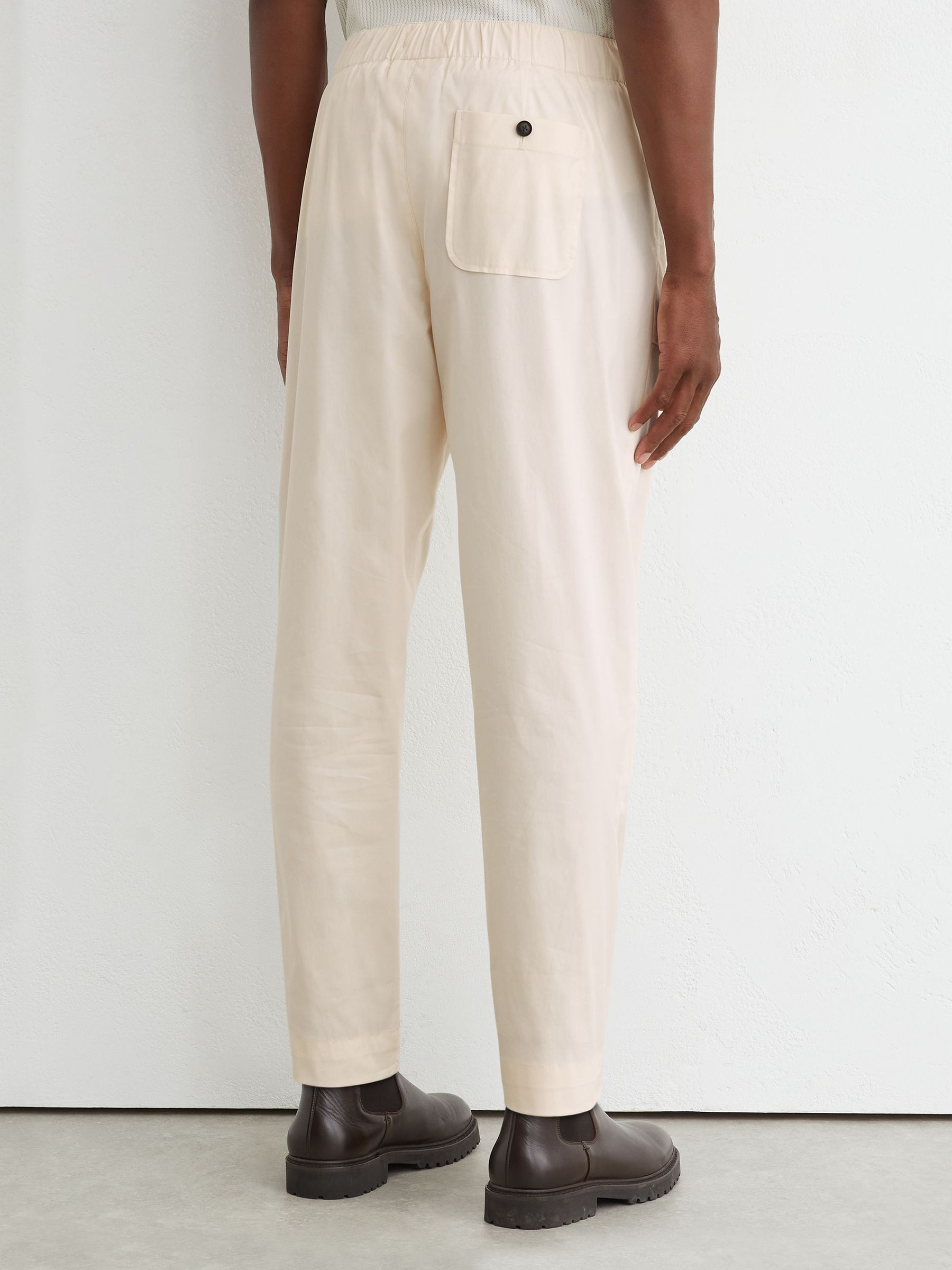 Cotton-Blend Lightweight Tapered Trousers in Off White - Image 5 of 6