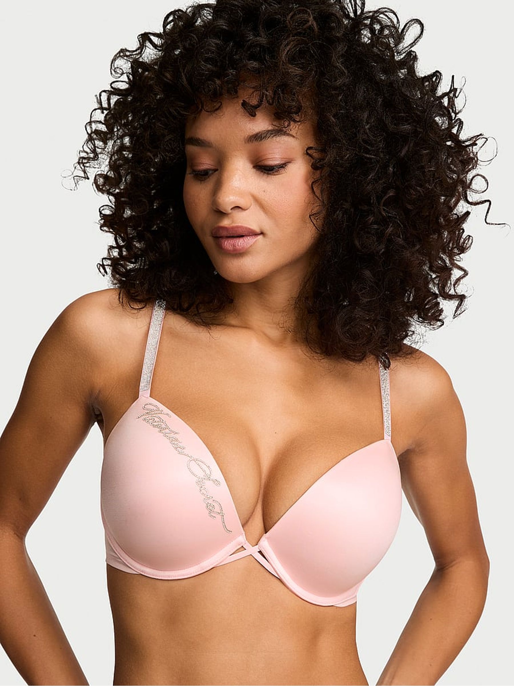 Angel Pink Push Up Shine Script Bra - Image 1 of 2 Angel Pink Push Up Shine Script Bra - Image 1 of 2